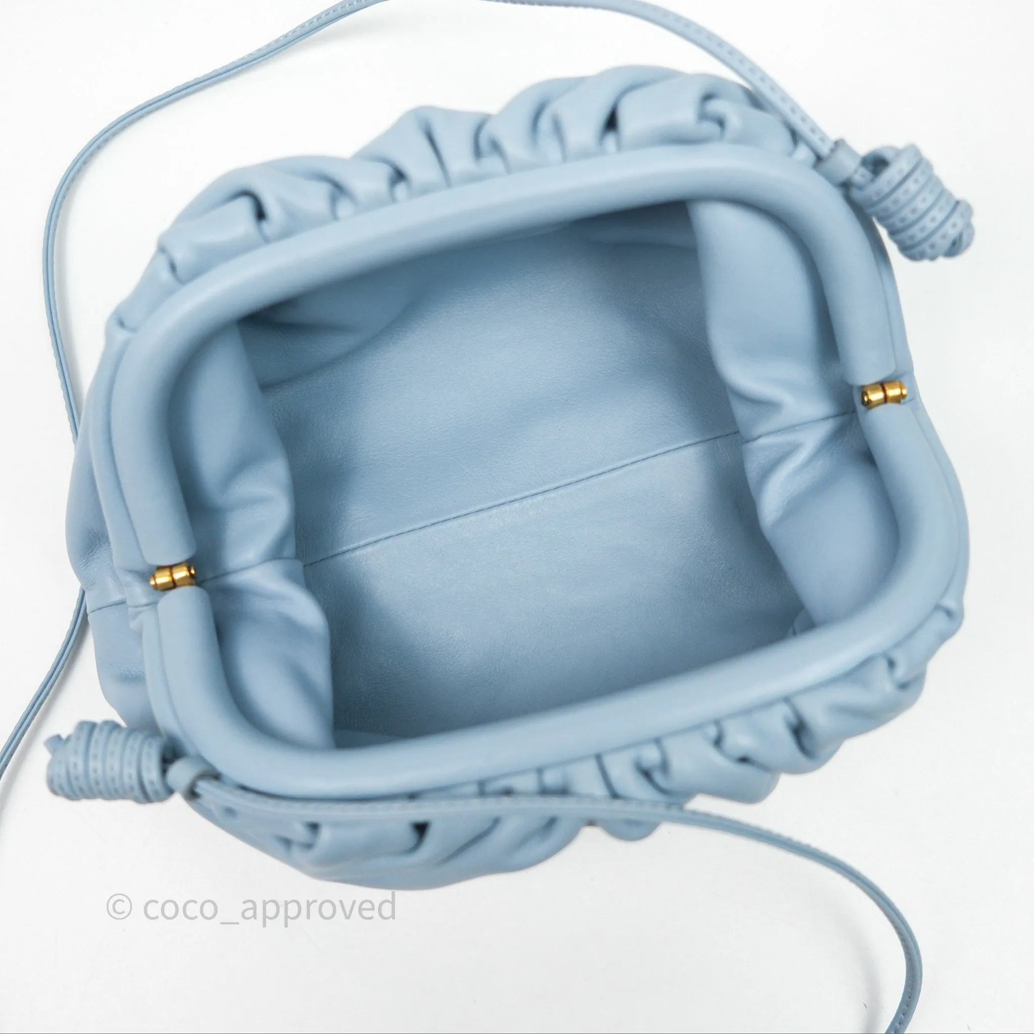 Bottega Veneta The Mini Pouch Ice Blue Calfskin