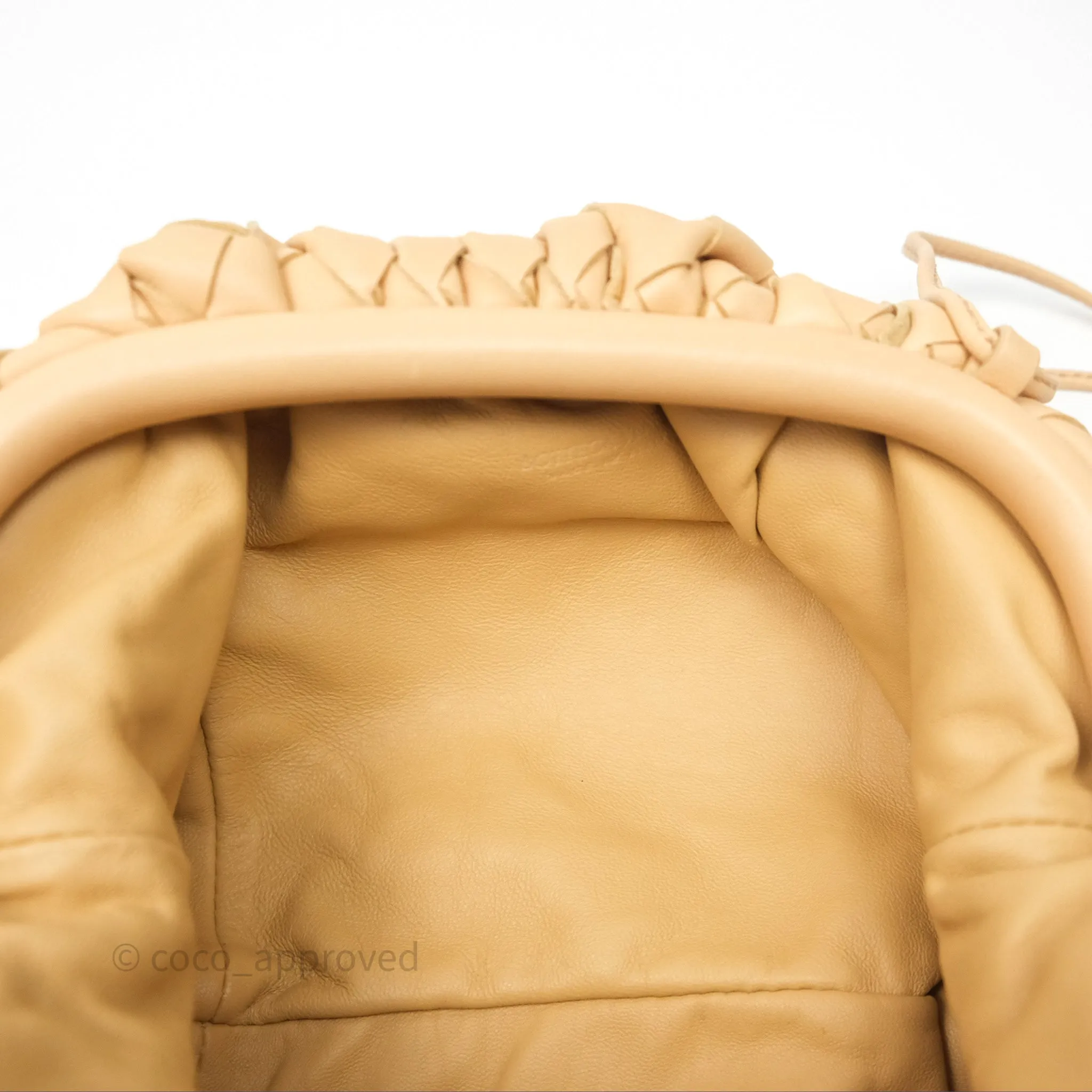 Bottega Veneta The Mini Pouch Intrecciato Lambskin Beige