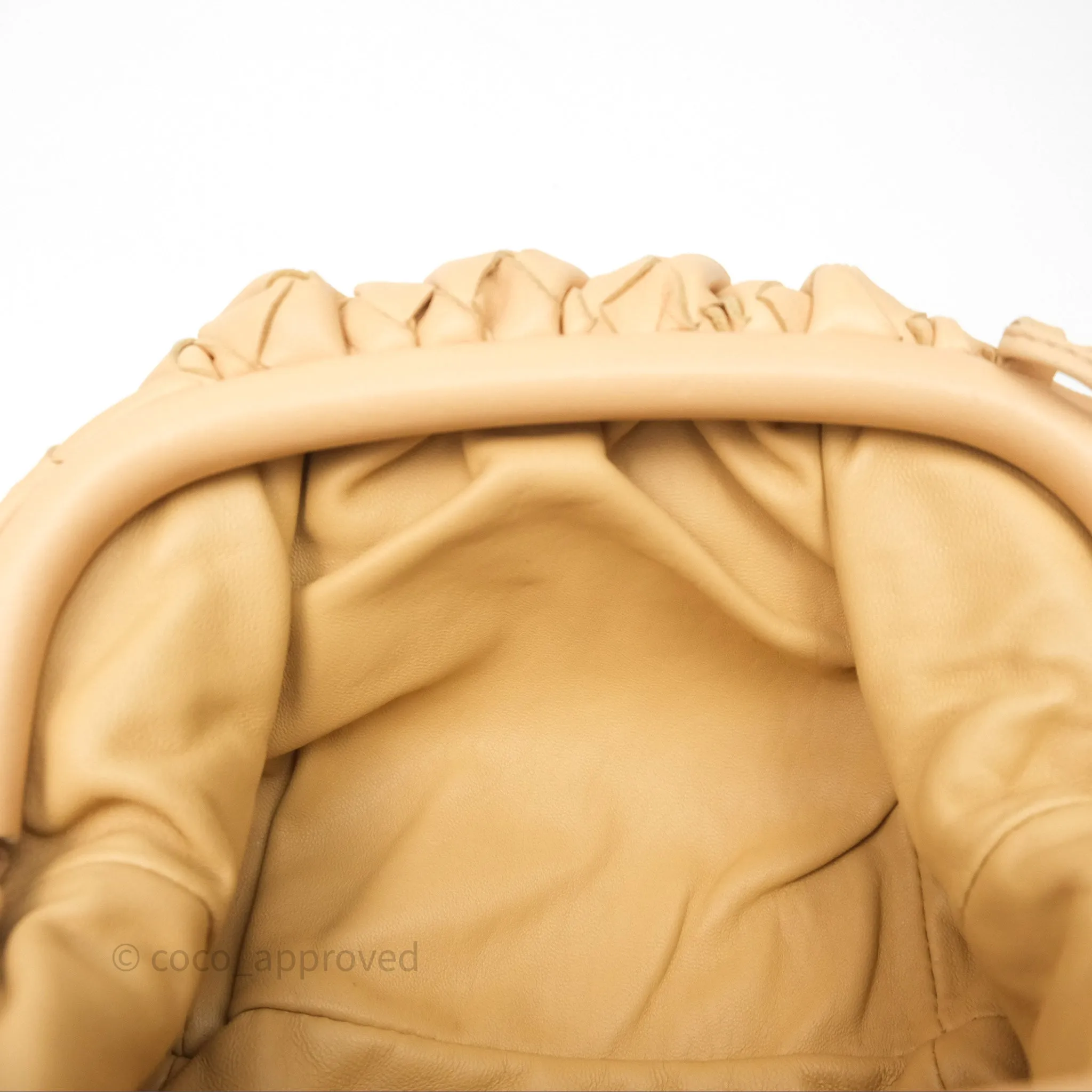 Bottega Veneta The Mini Pouch Intrecciato Lambskin Beige