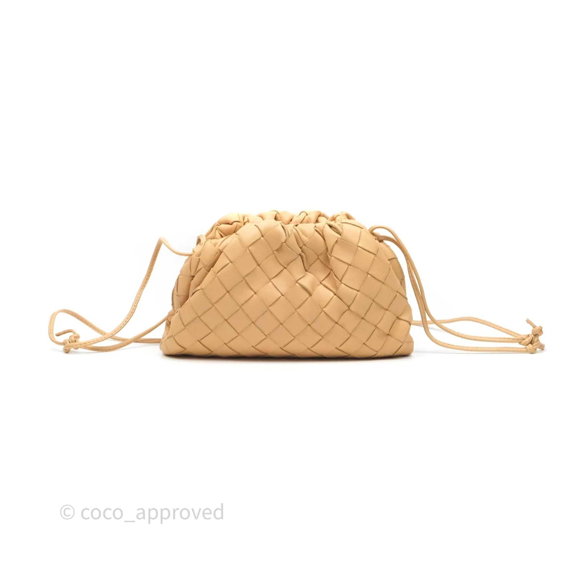 Bottega Veneta The Mini Pouch Intrecciato Lambskin Beige