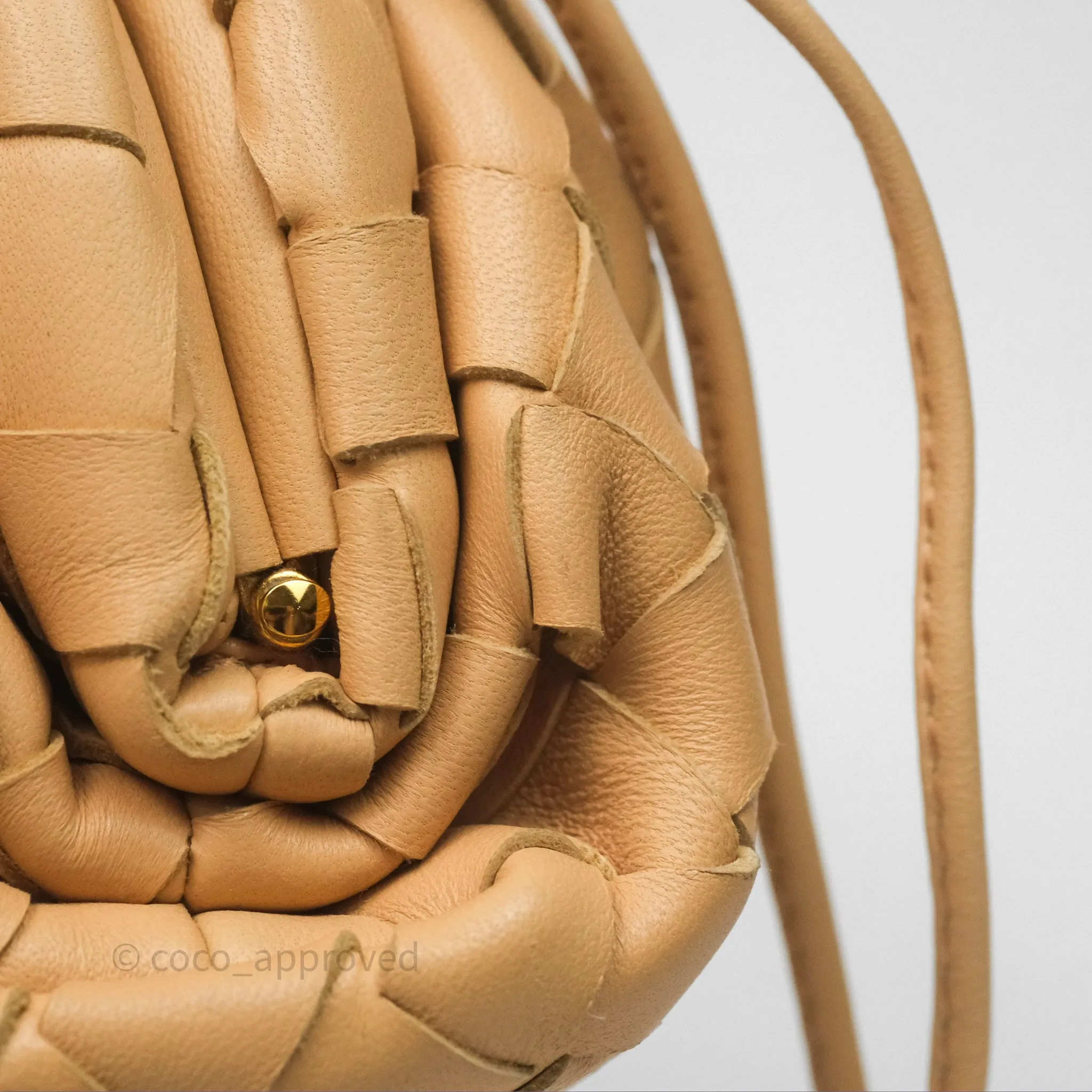 Bottega Veneta The Mini Pouch Intrecciato Lambskin Beige