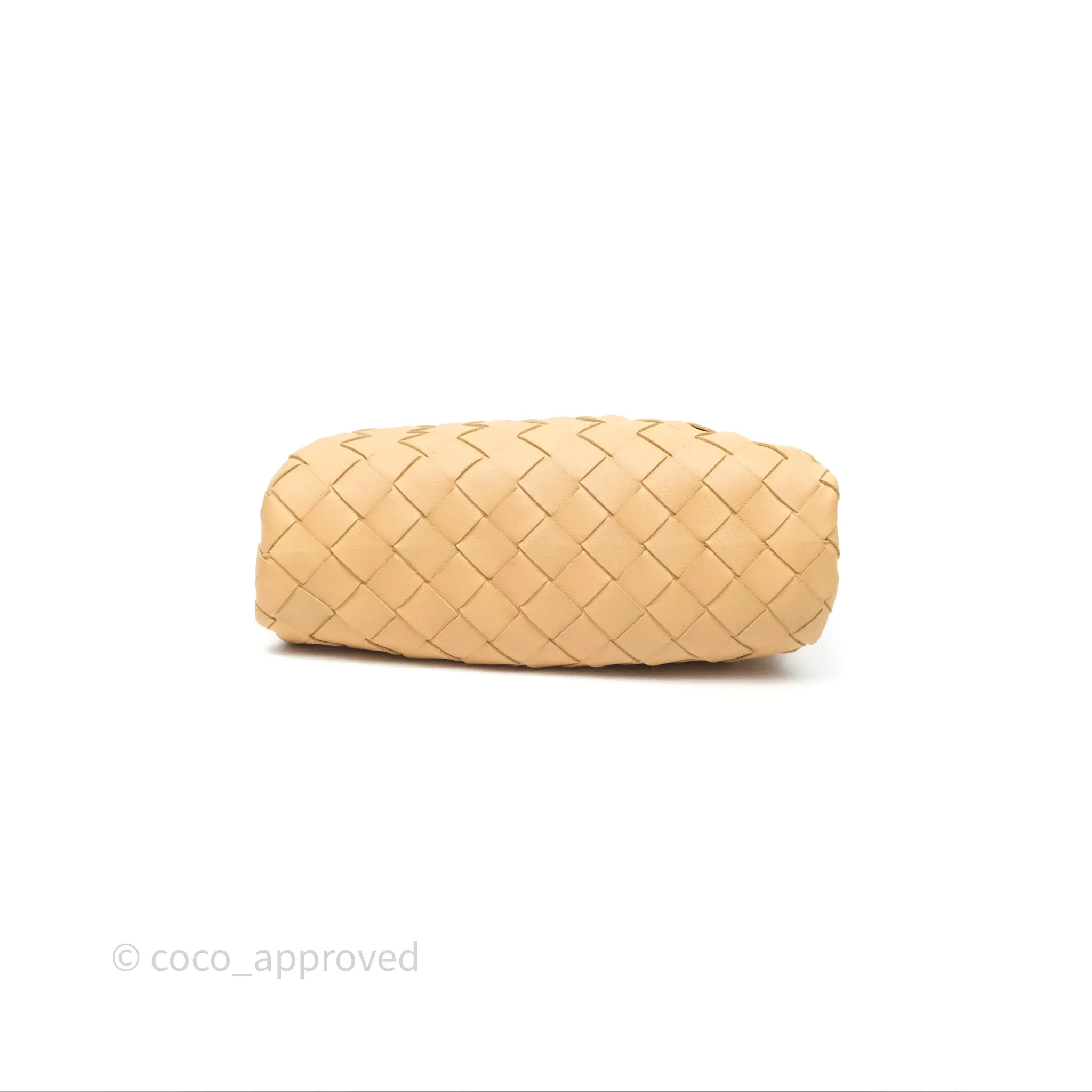 Bottega Veneta The Mini Pouch Intrecciato Lambskin Beige