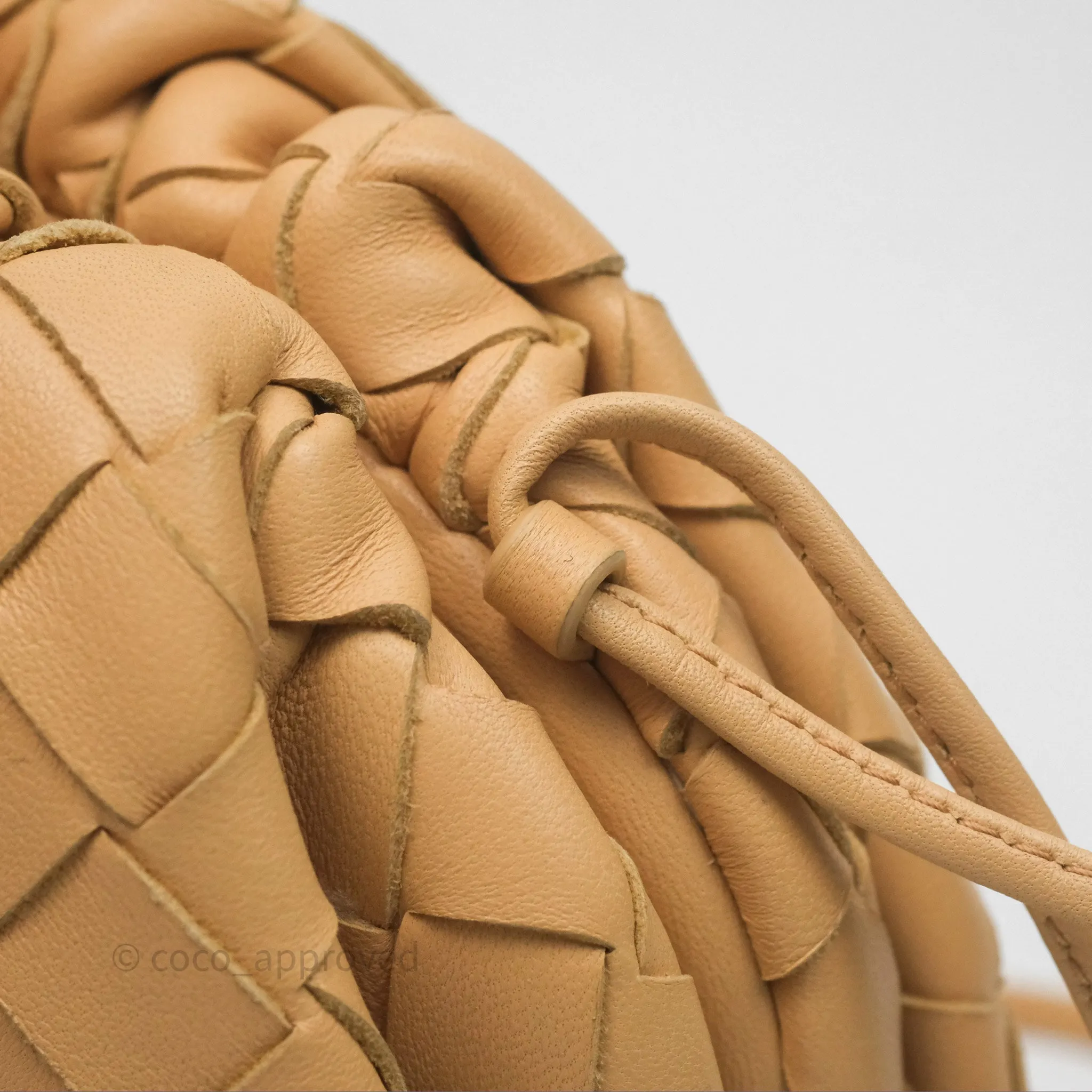 Bottega Veneta The Mini Pouch Intrecciato Lambskin Beige