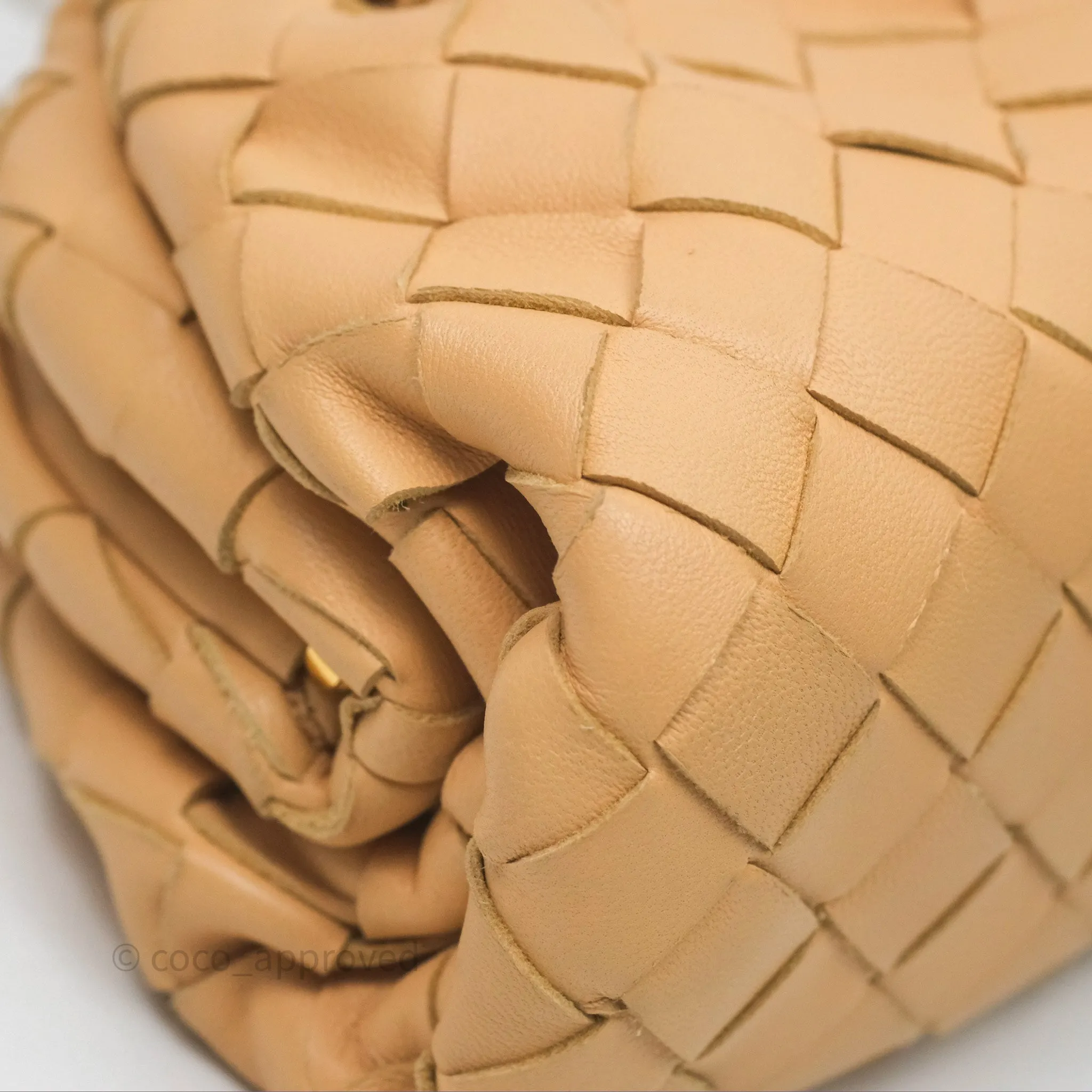 Bottega Veneta The Mini Pouch Intrecciato Lambskin Beige