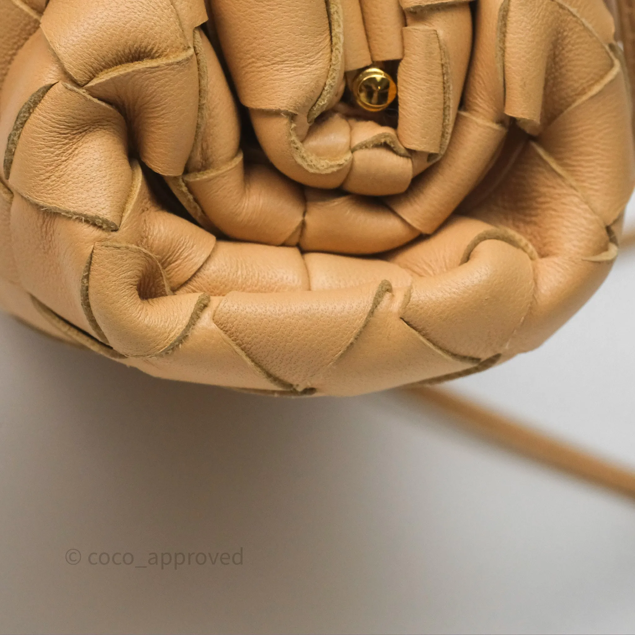 Bottega Veneta The Mini Pouch Intrecciato Lambskin Beige
