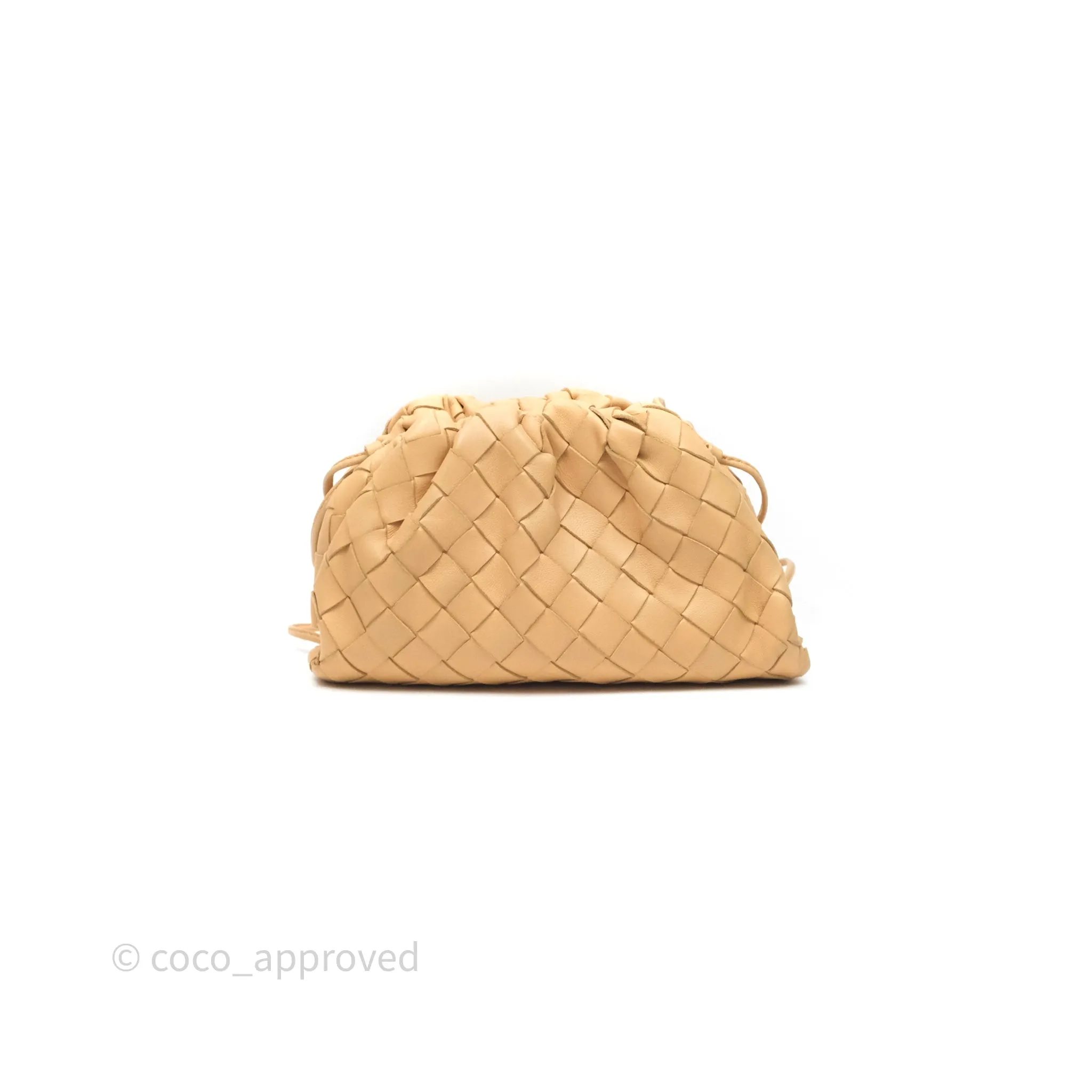 Bottega Veneta The Mini Pouch Intrecciato Lambskin Beige