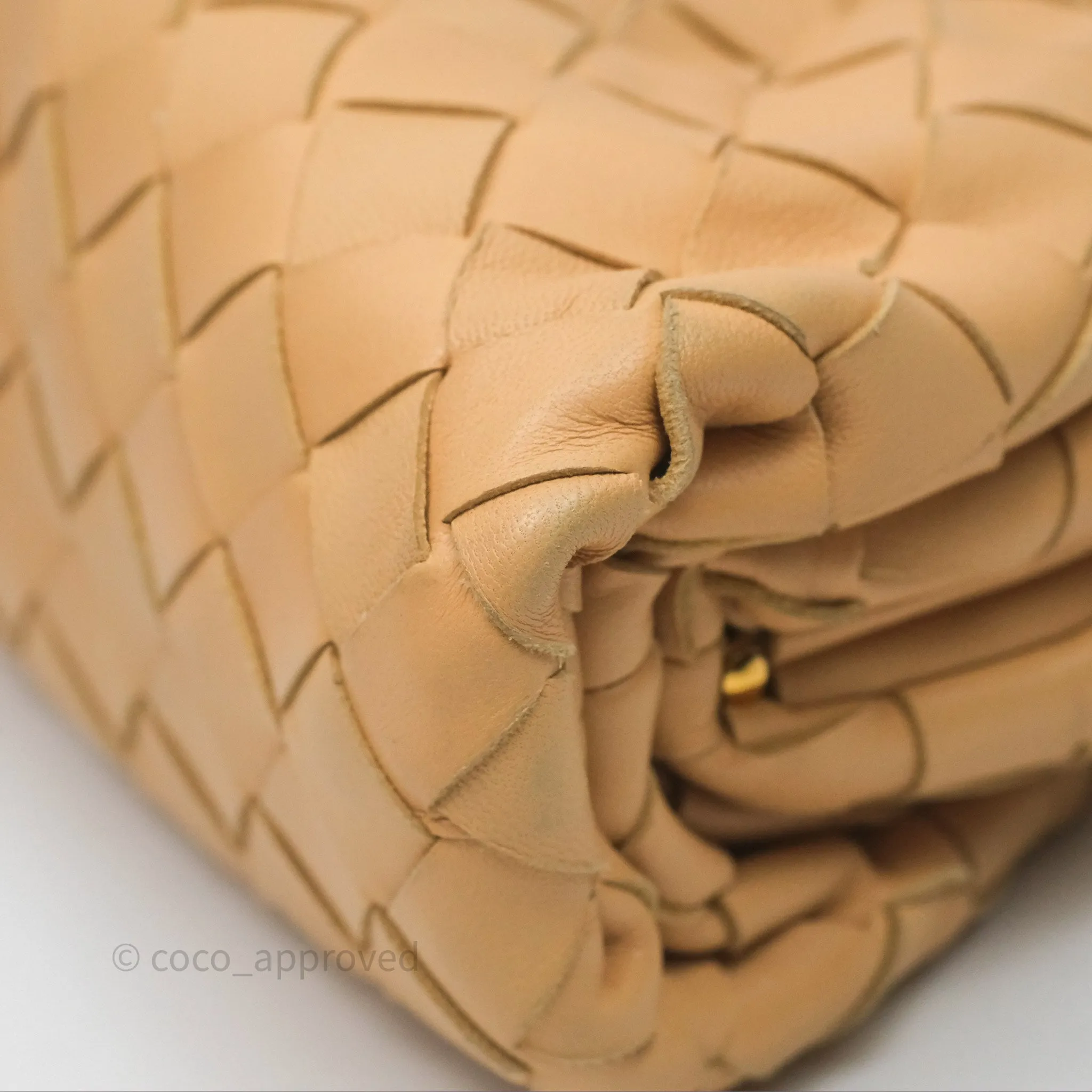 Bottega Veneta The Mini Pouch Intrecciato Lambskin Beige
