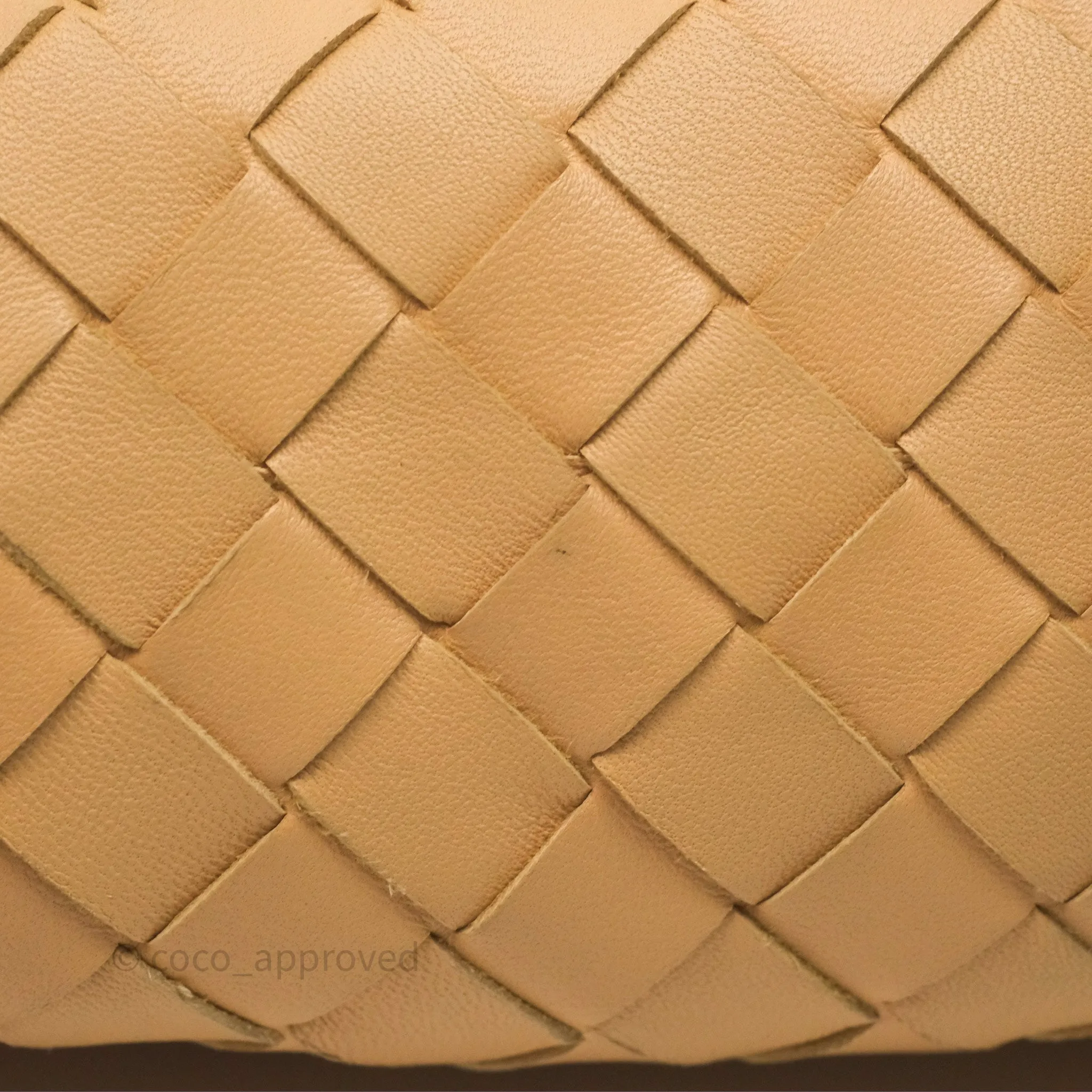 Bottega Veneta The Mini Pouch Intrecciato Lambskin Beige