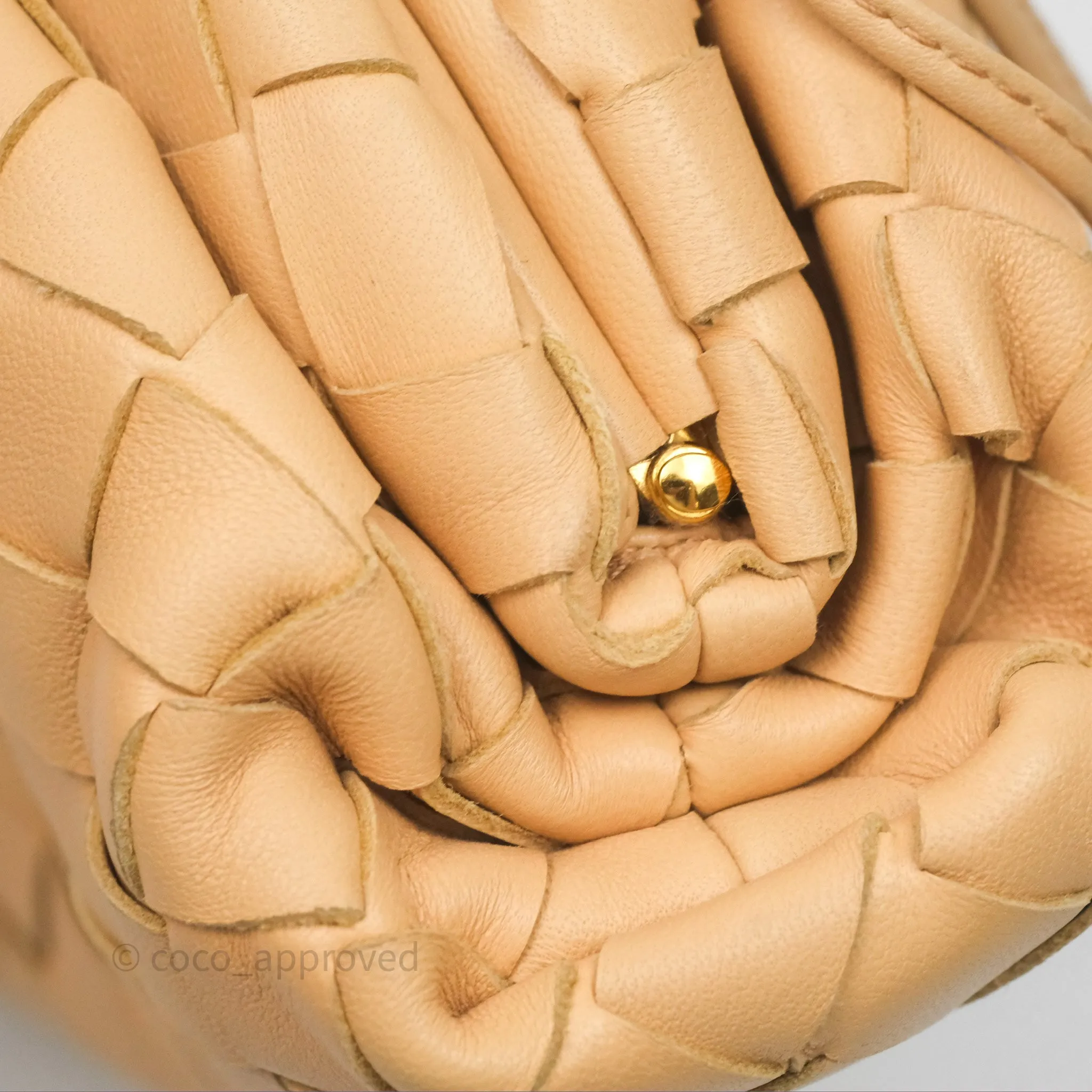 Bottega Veneta The Mini Pouch Intrecciato Lambskin Beige