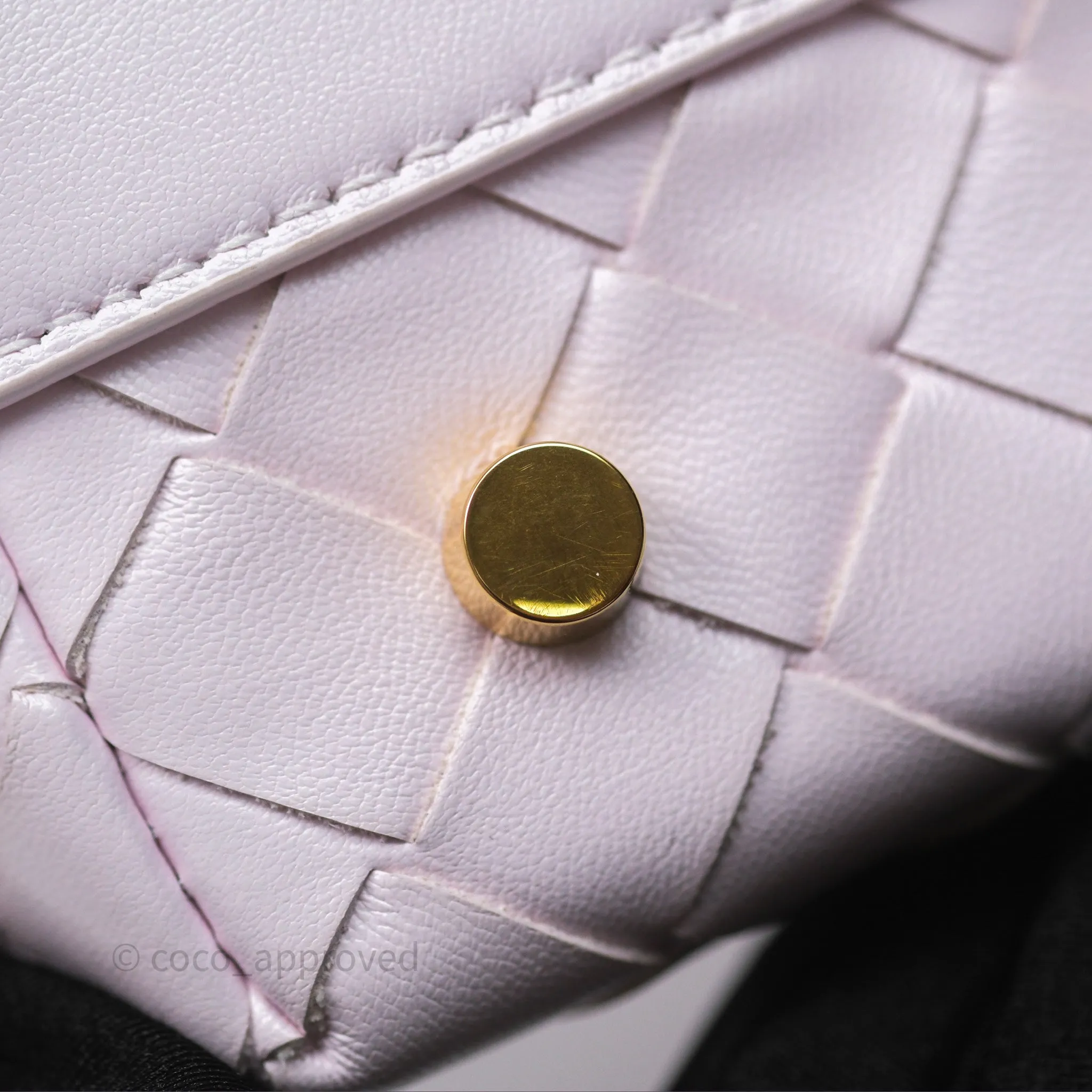 Bottega Veneta Wallace Pink Intrecciato Gold Hardware