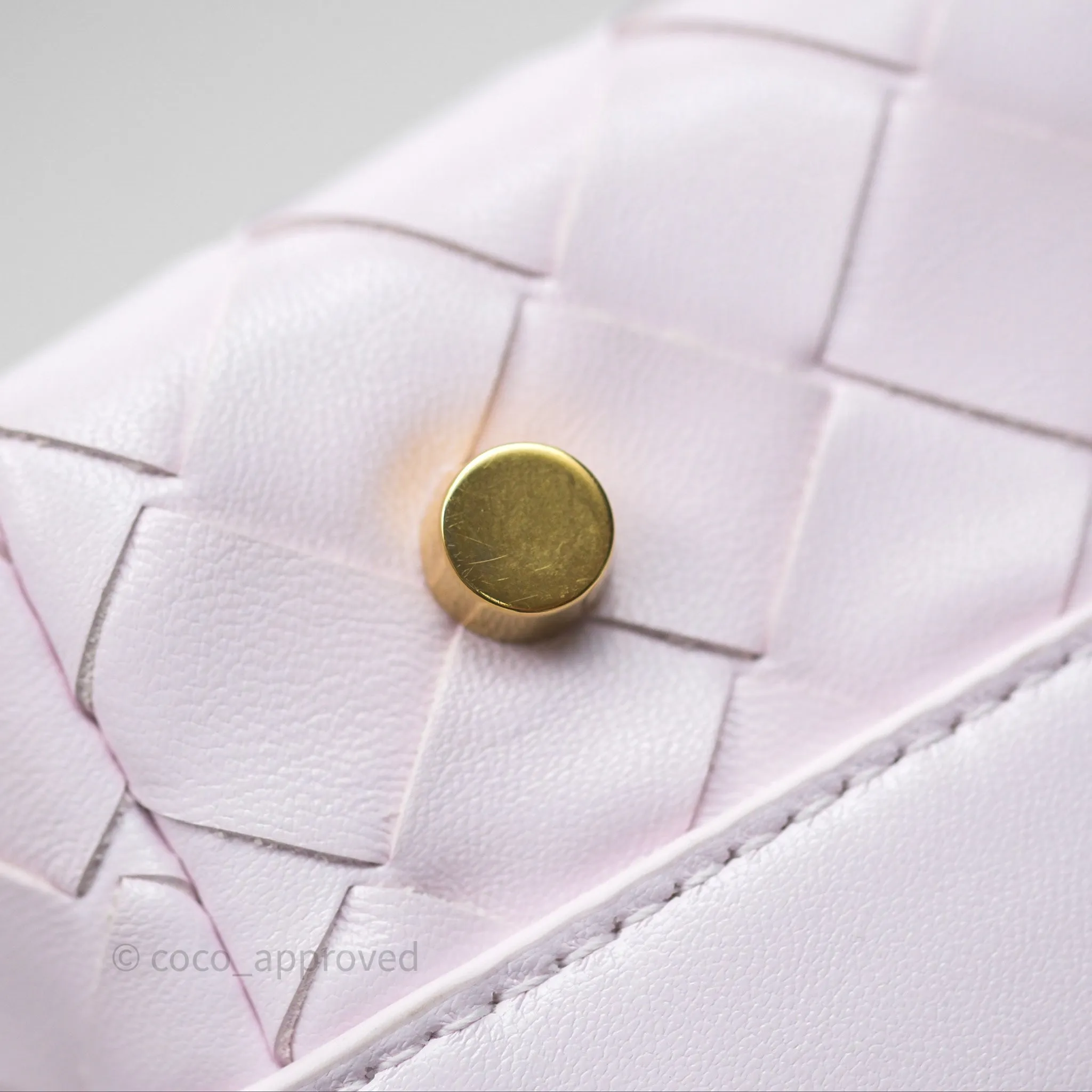 Bottega Veneta Wallace Pink Intrecciato Gold Hardware