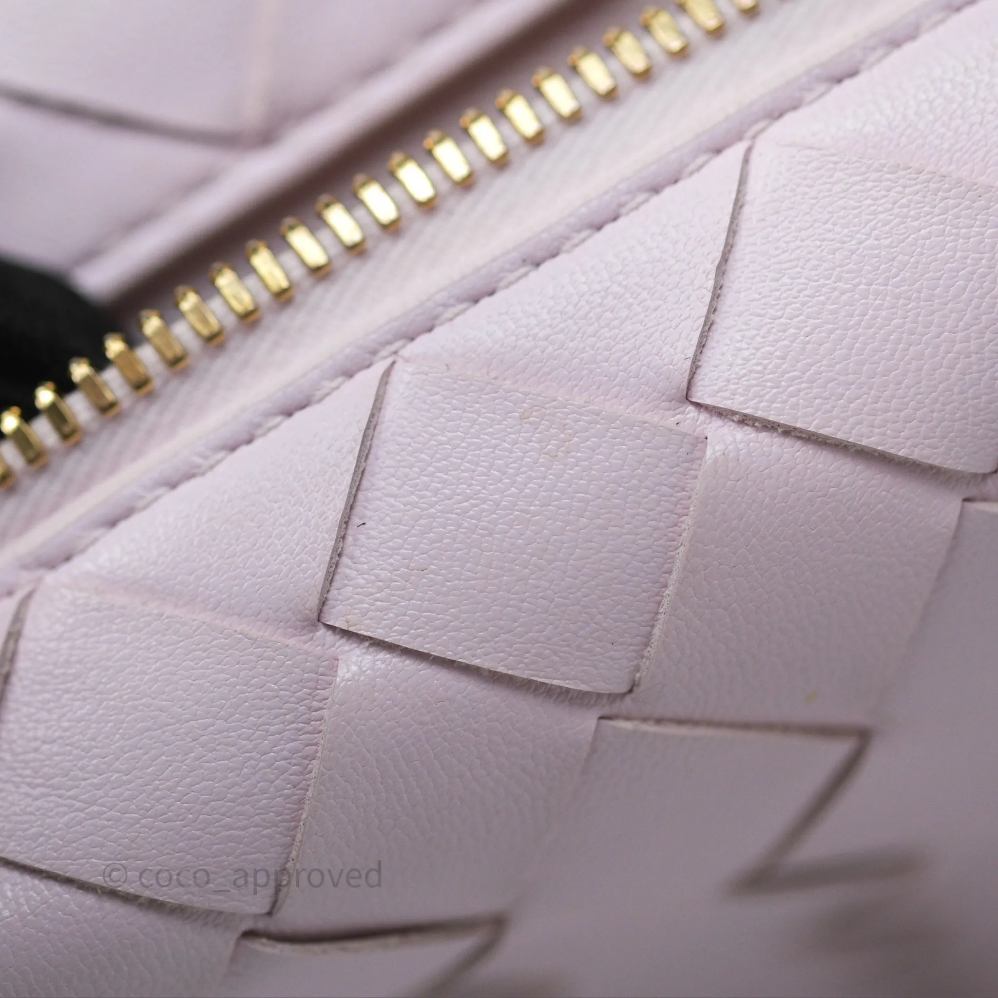 Bottega Veneta Wallace Pink Intrecciato Gold Hardware