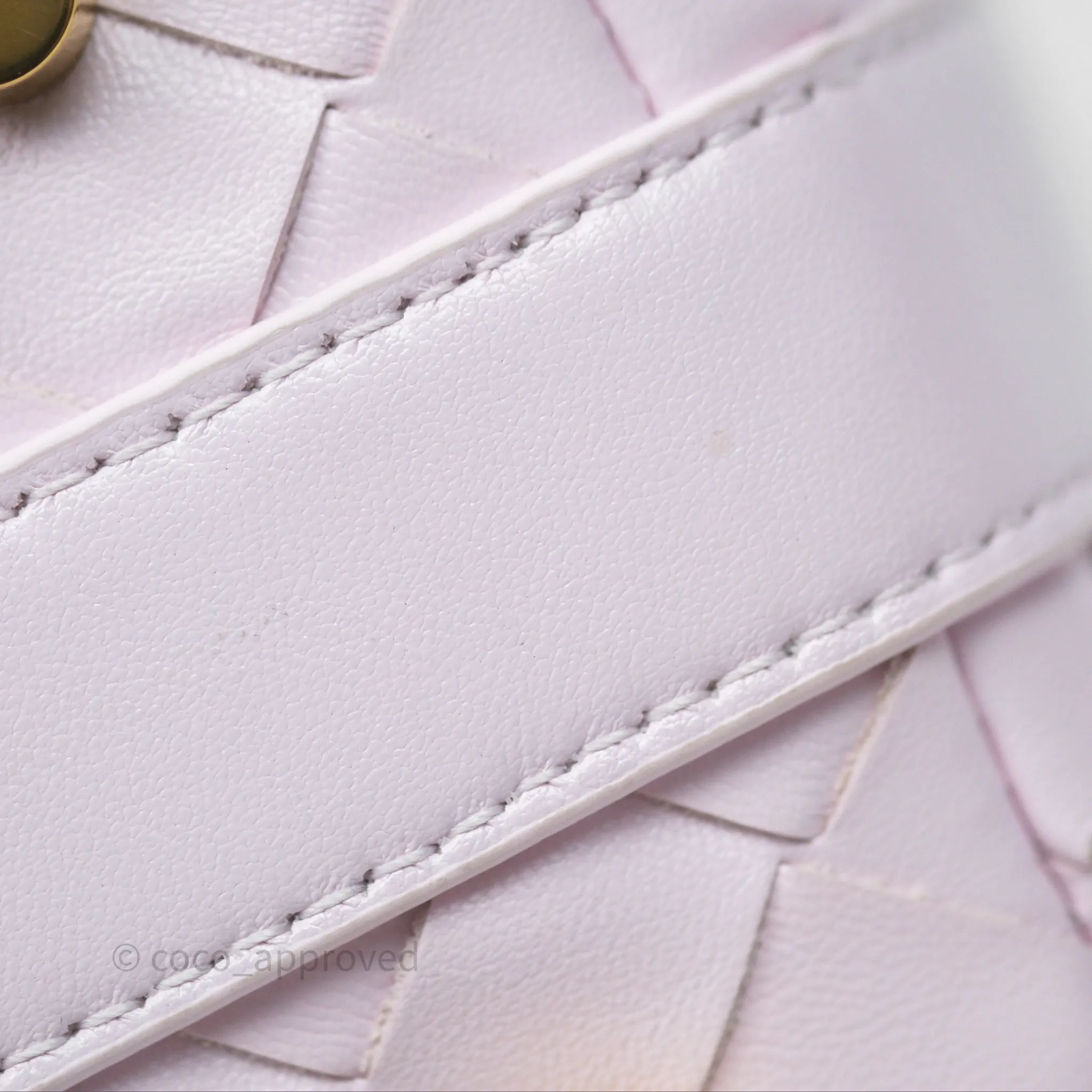 Bottega Veneta Wallace Pink Intrecciato Gold Hardware