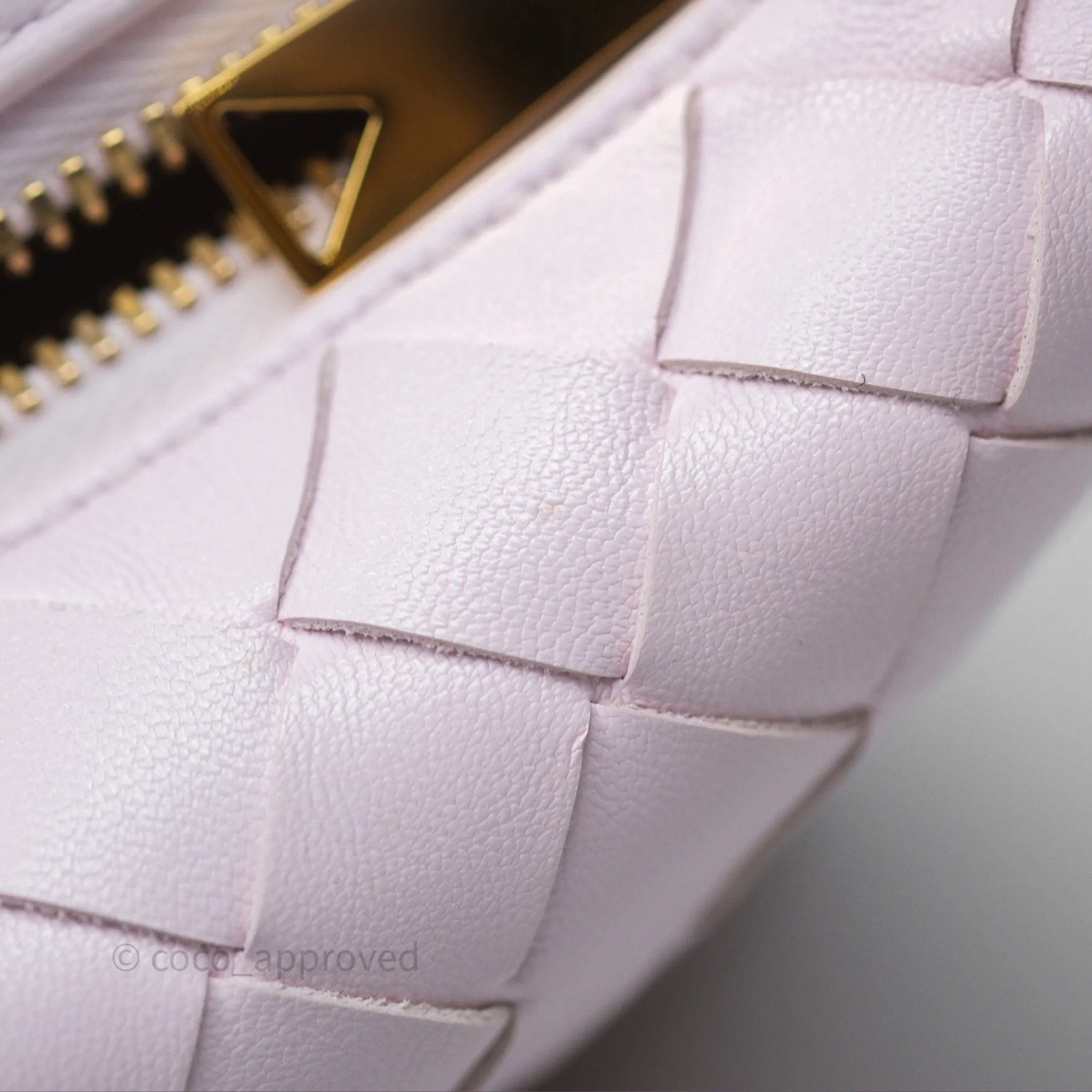 Bottega Veneta Wallace Pink Intrecciato Gold Hardware