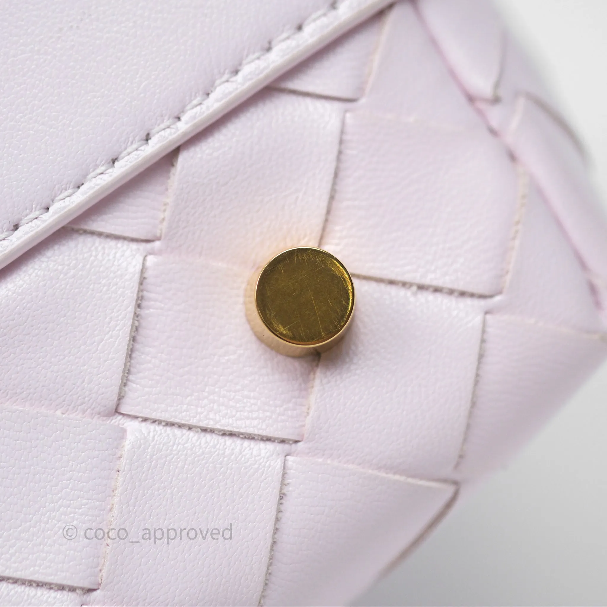 Bottega Veneta Wallace Pink Intrecciato Gold Hardware