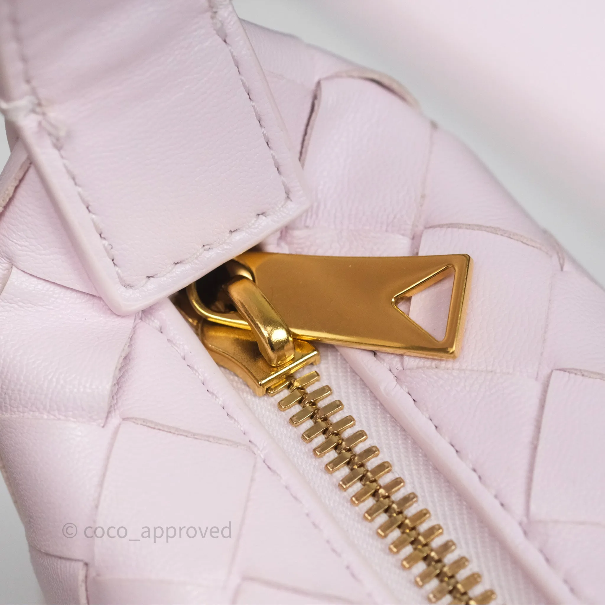 Bottega Veneta Wallace Pink Intrecciato Gold Hardware