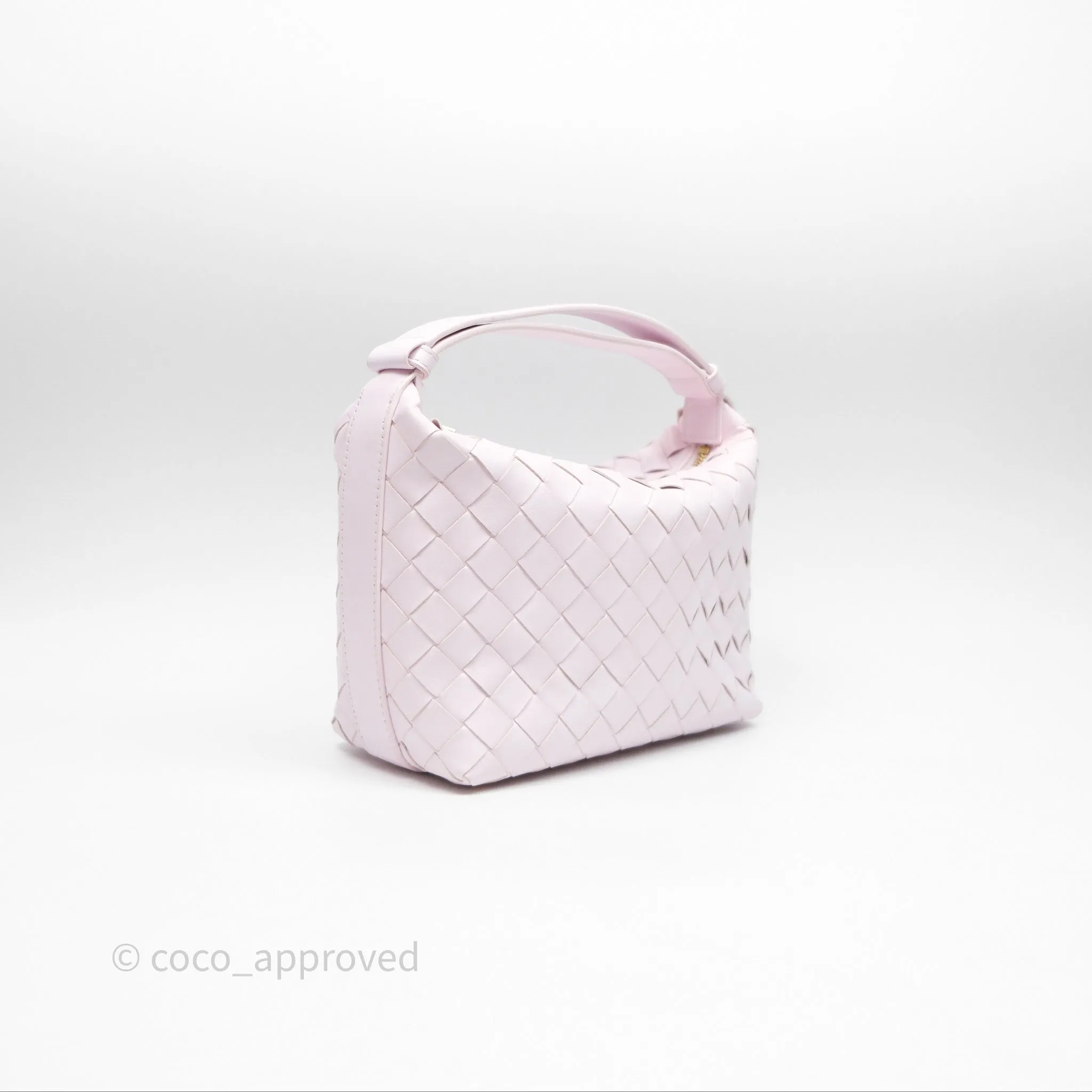 Bottega Veneta Wallace Pink Intrecciato Gold Hardware