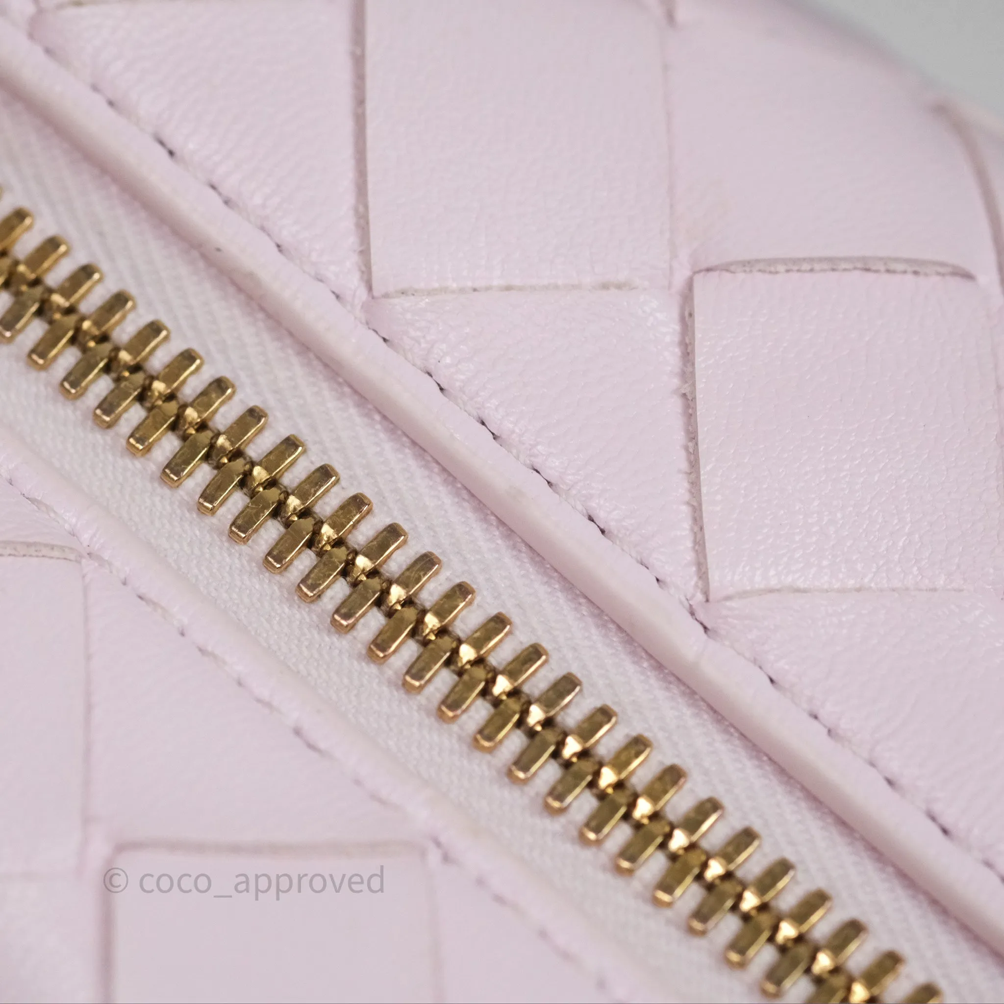 Bottega Veneta Wallace Pink Intrecciato Gold Hardware