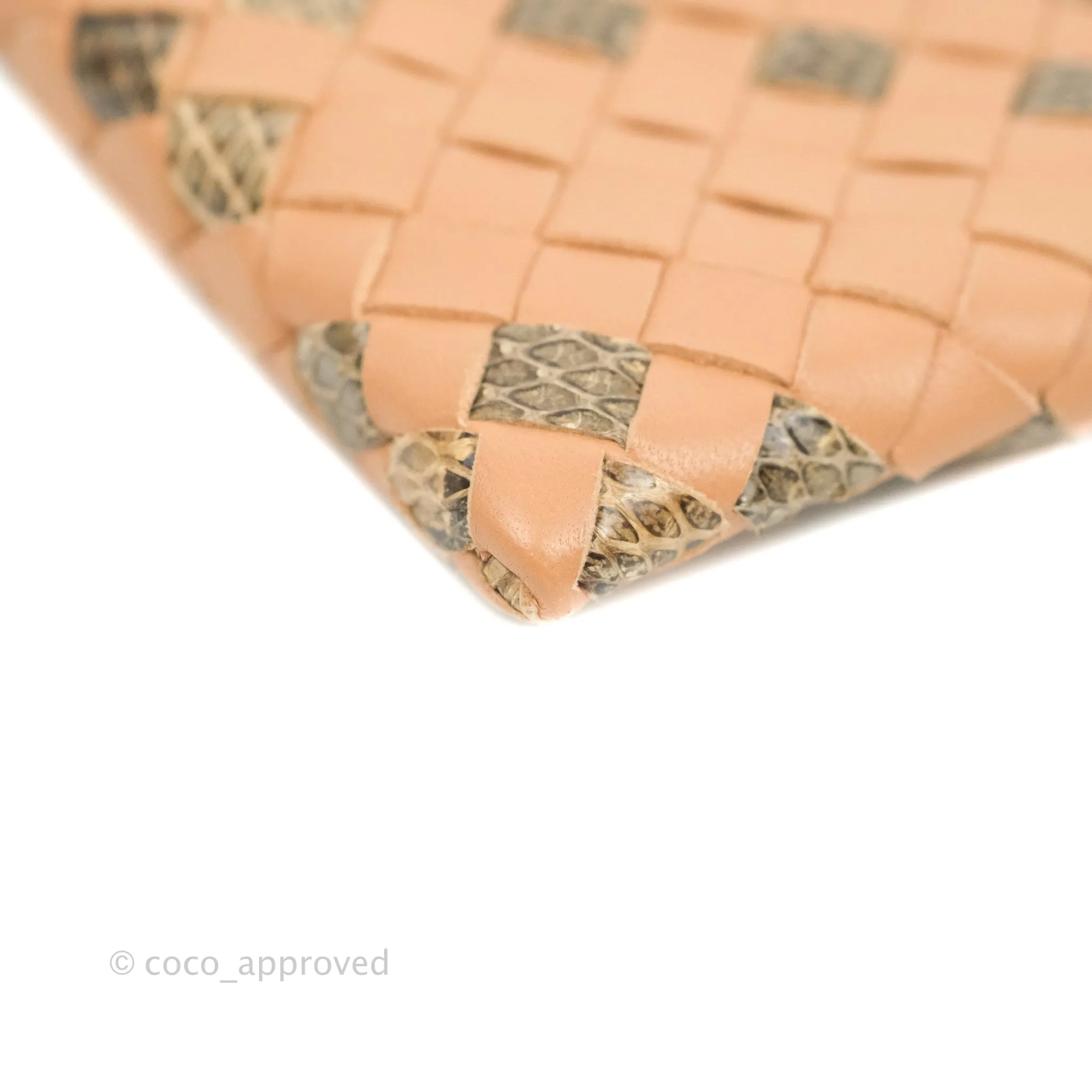 Bottega Veneta Zip Pouch Intrecciato Snake Pattern Beige Pink