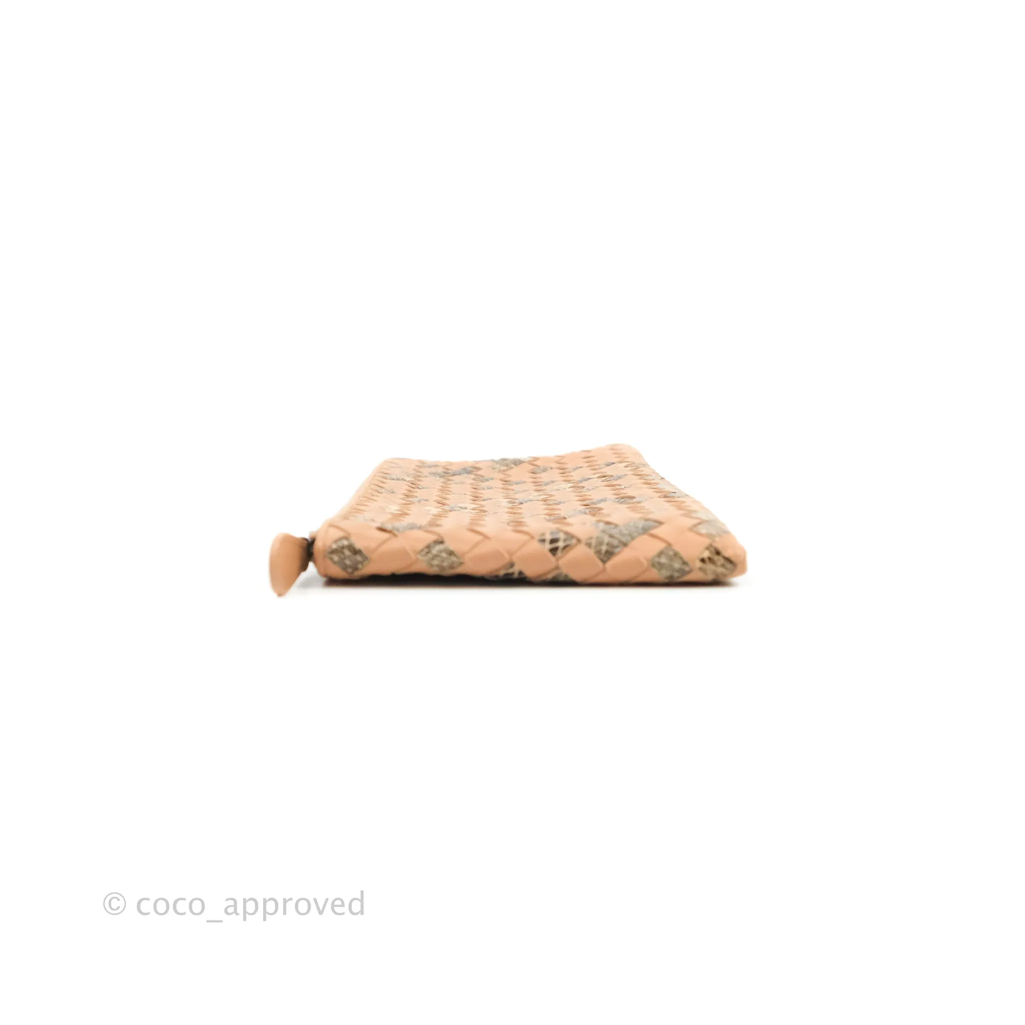 Bottega Veneta Zip Pouch Intrecciato Snake Pattern Beige Pink
