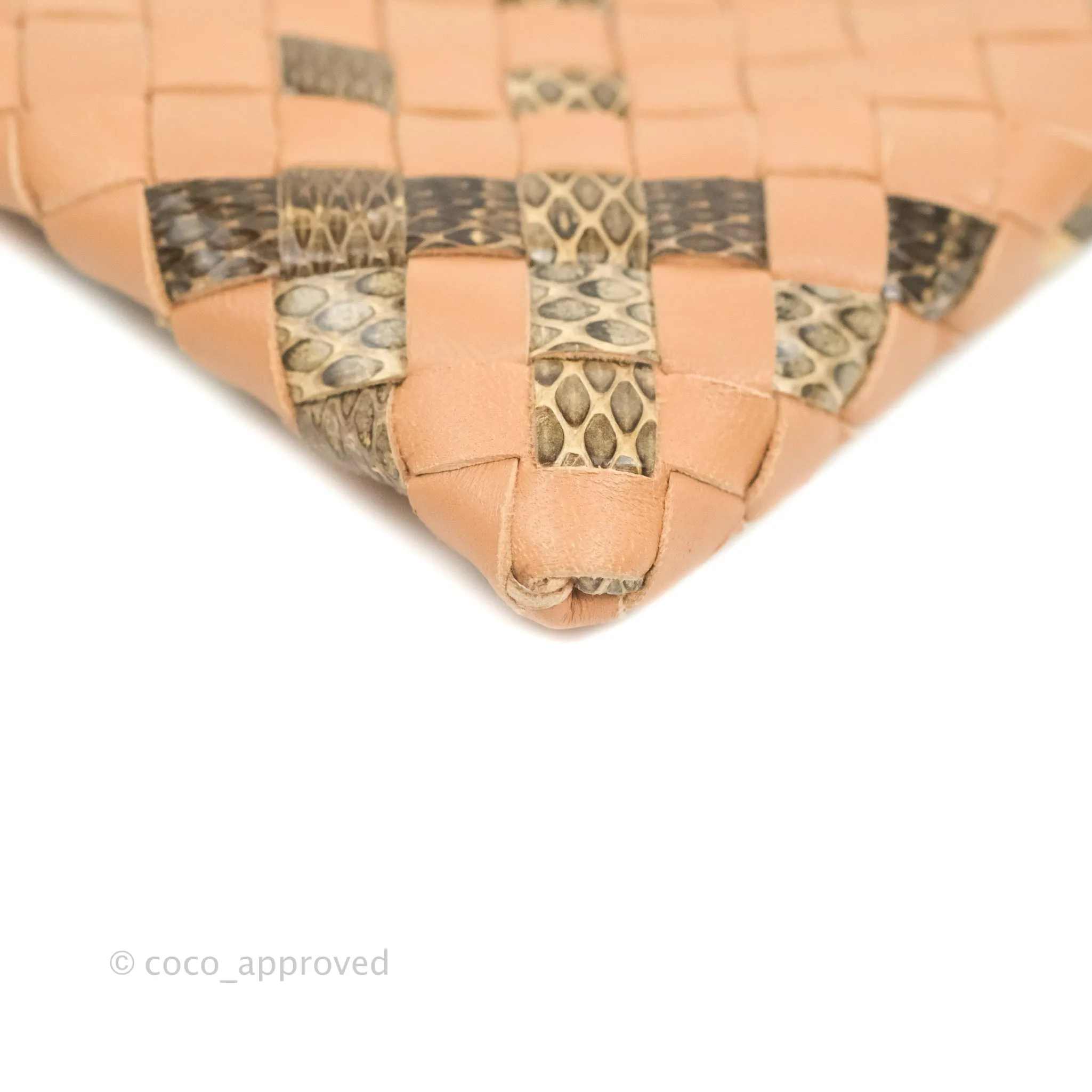 Bottega Veneta Zip Pouch Intrecciato Snake Pattern Beige Pink
