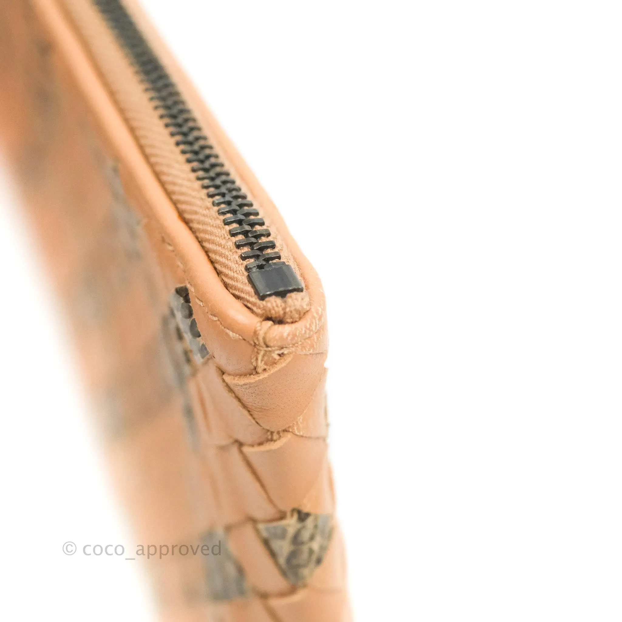 Bottega Veneta Zip Pouch Intrecciato Snake Pattern Beige Pink