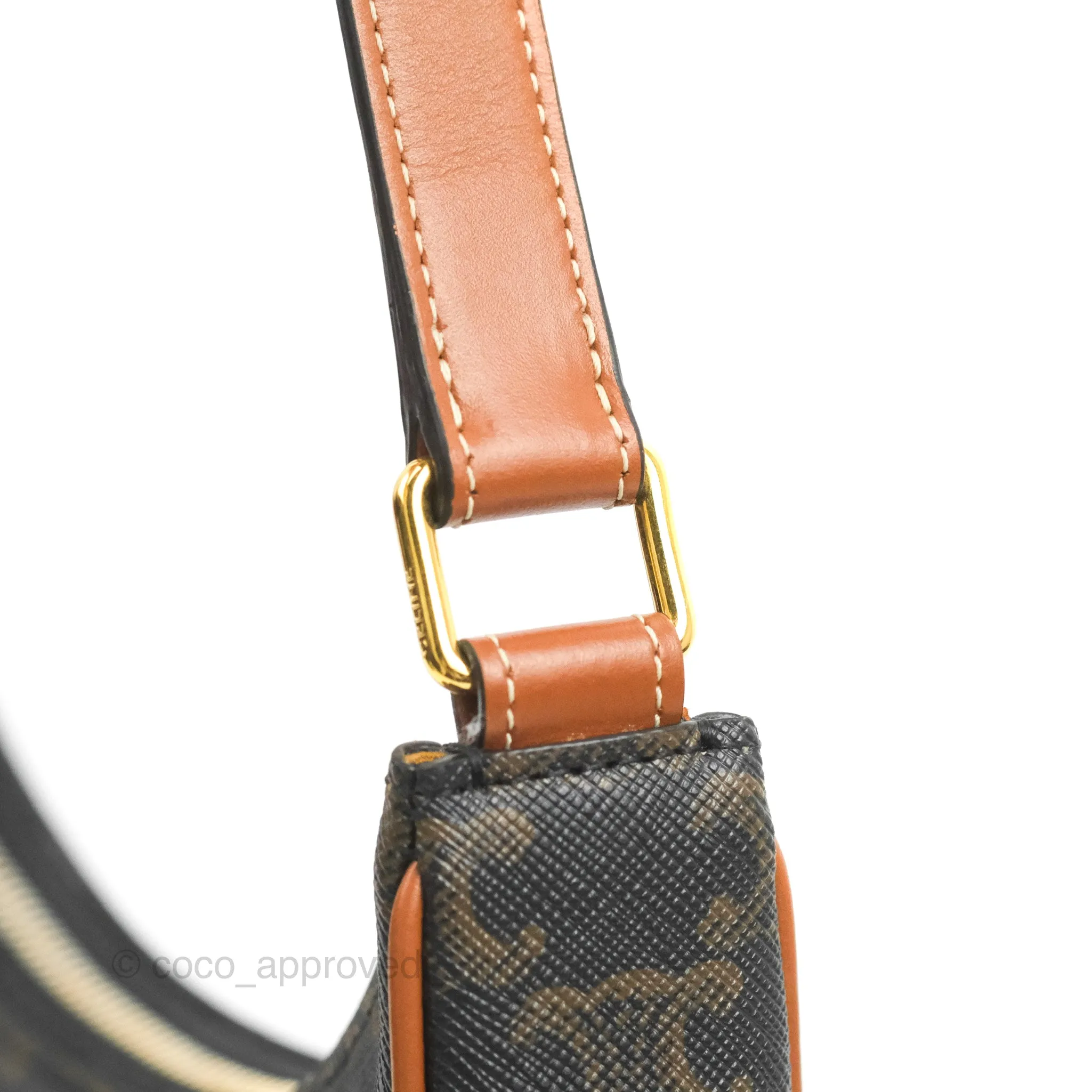 Celine Ava Bag In Triomphe Canvas Calfskin Tan