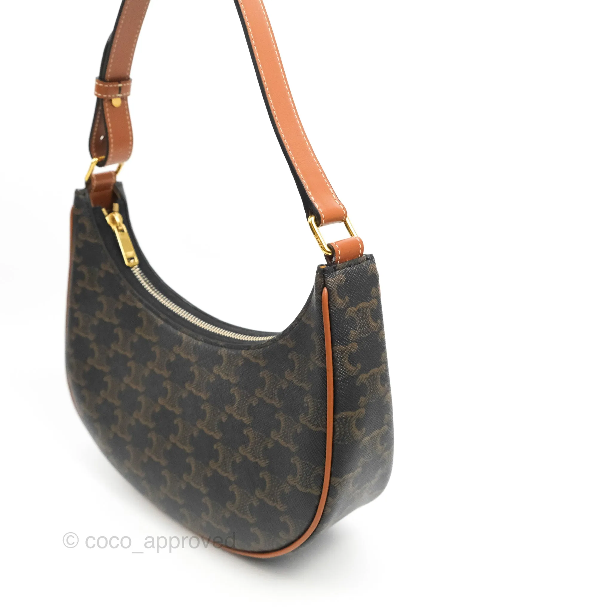 Celine Ava Bag In Triomphe Canvas Calfskin Tan