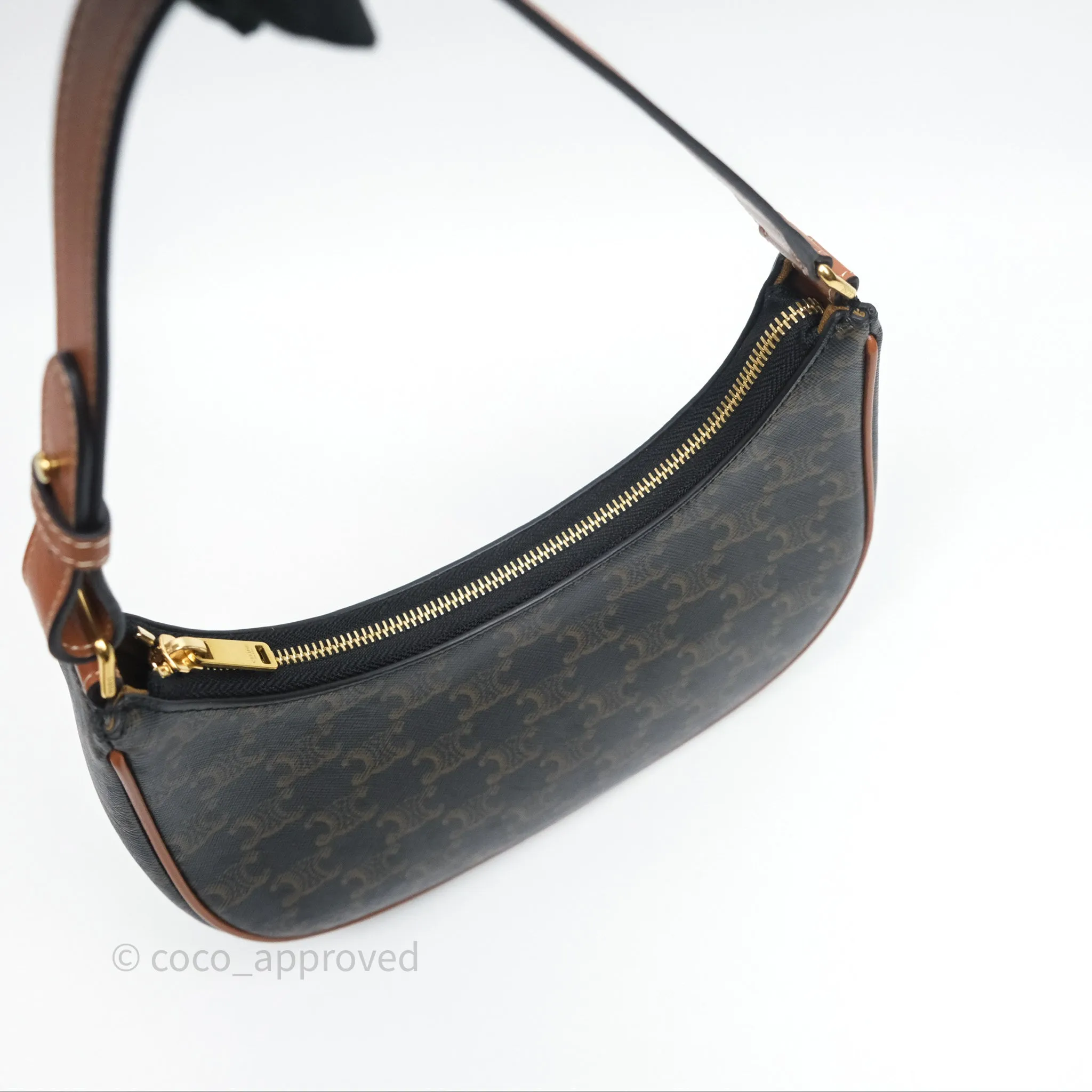 Celine Ava Bag In Triomphe Canvas Calfskin Tan