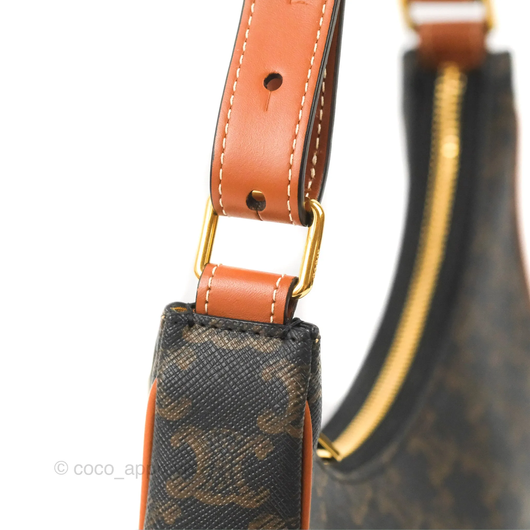 Celine Ava Bag In Triomphe Canvas Calfskin Tan