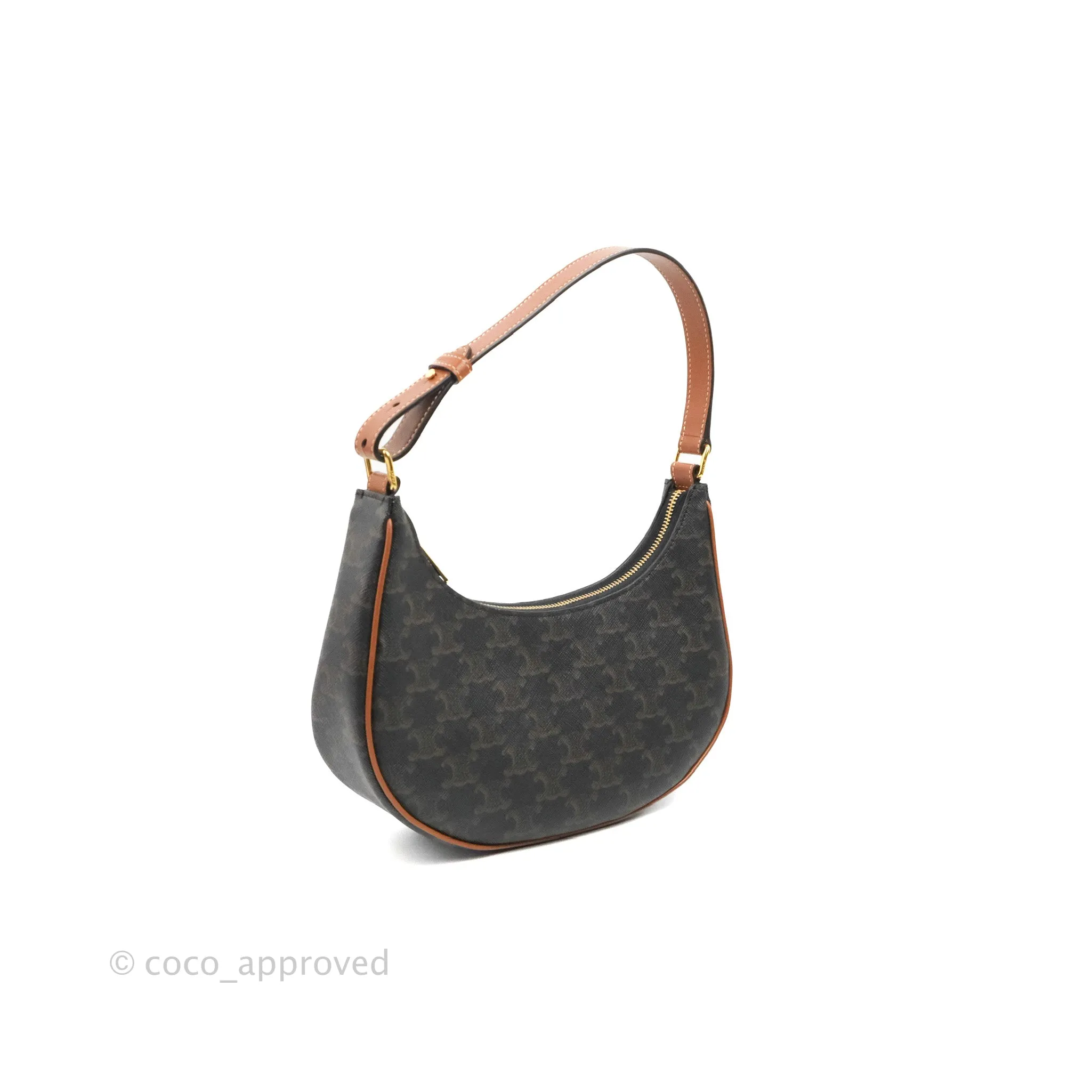 Celine Ava Bag In Triomphe Canvas Calfskin Tan