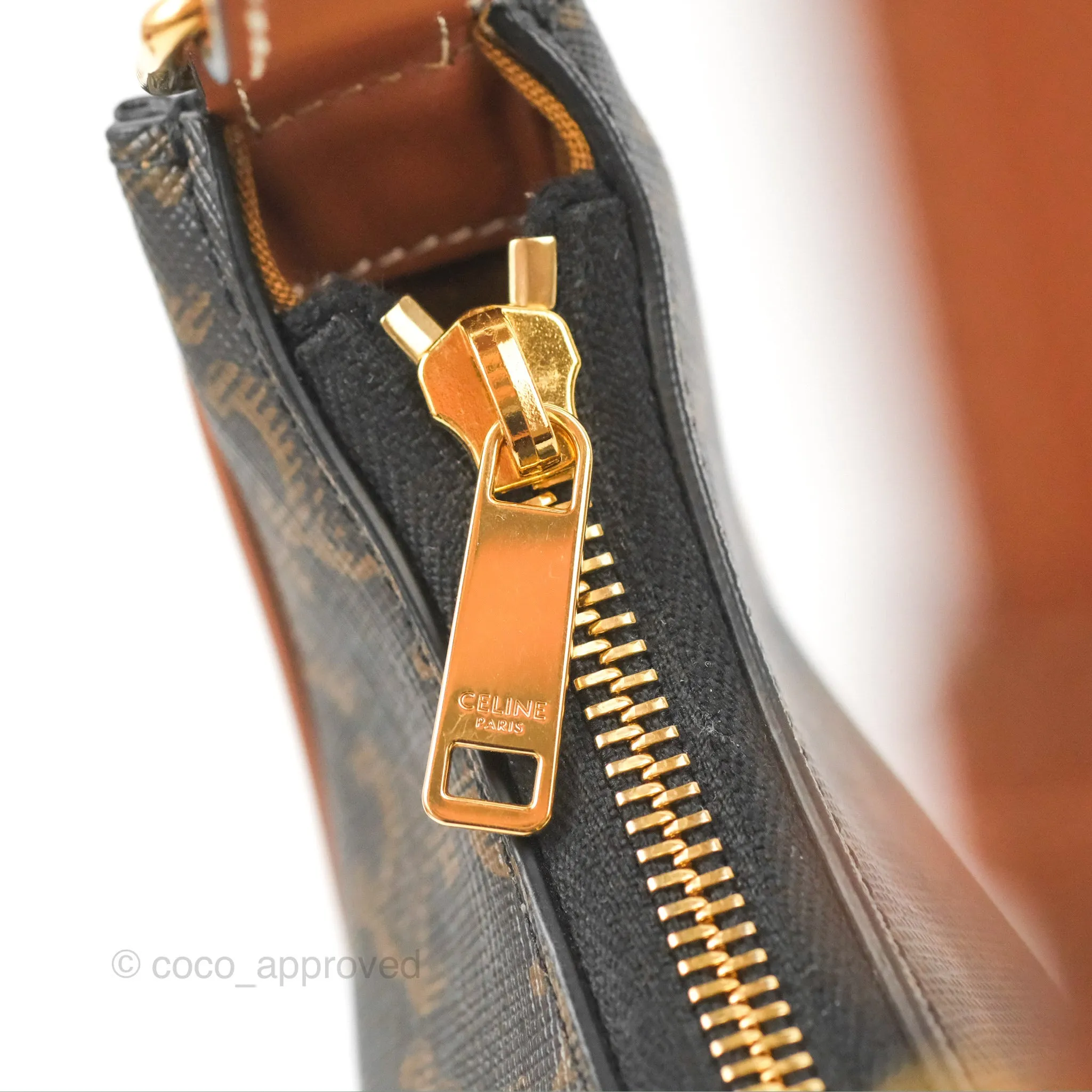 Celine Ava Bag In Triomphe Canvas Calfskin Tan