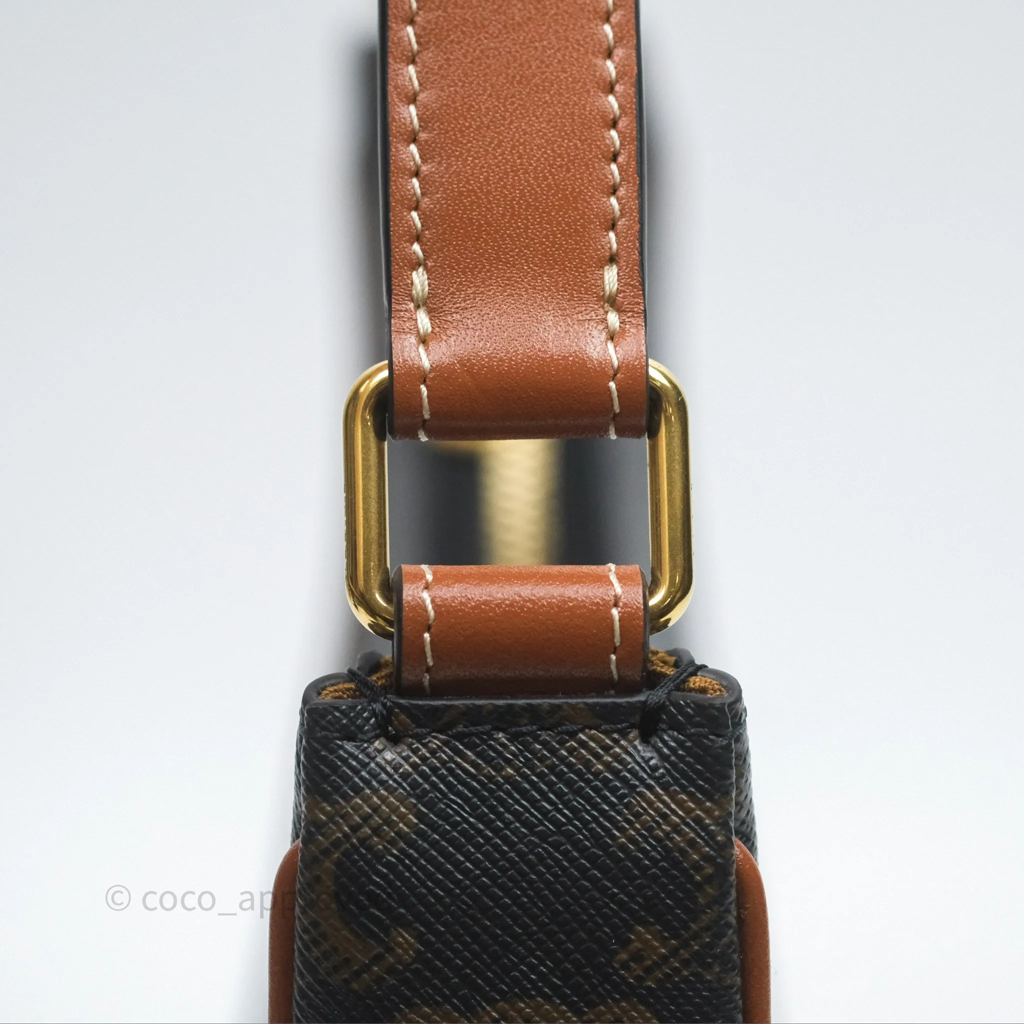 Celine Ava Bag In Triomphe Canvas Calfskin Tan