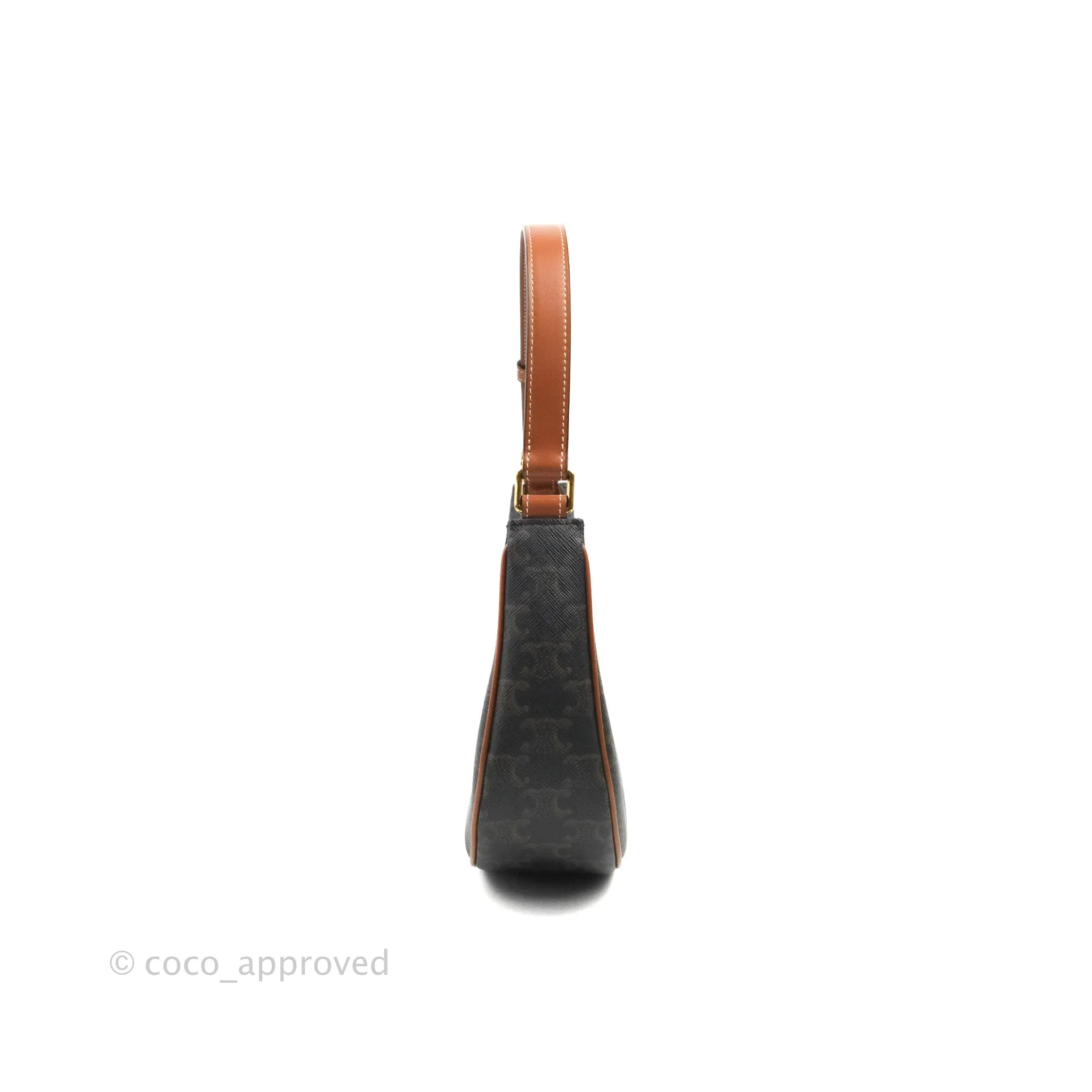 Celine Ava Bag In Triomphe Canvas Calfskin Tan