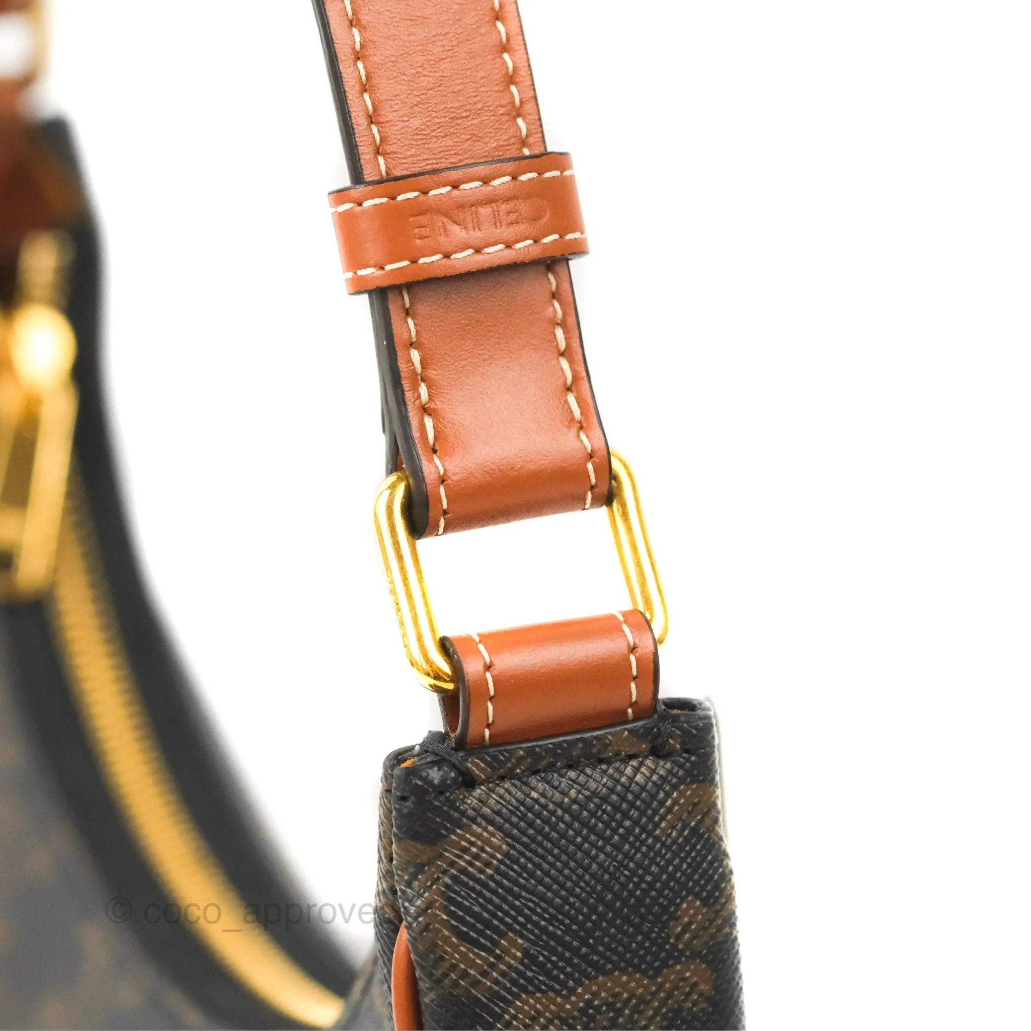 Celine Ava Bag In Triomphe Canvas Calfskin Tan