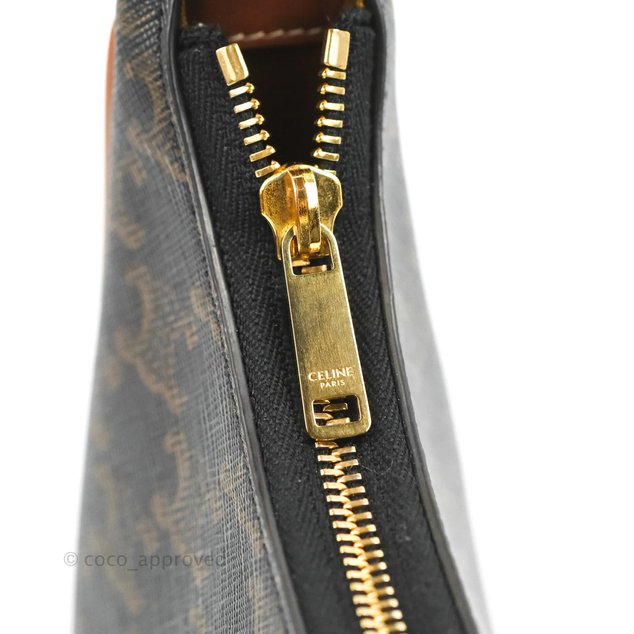 Celine Ava Bag In Triomphe Canvas Calfskin Tan