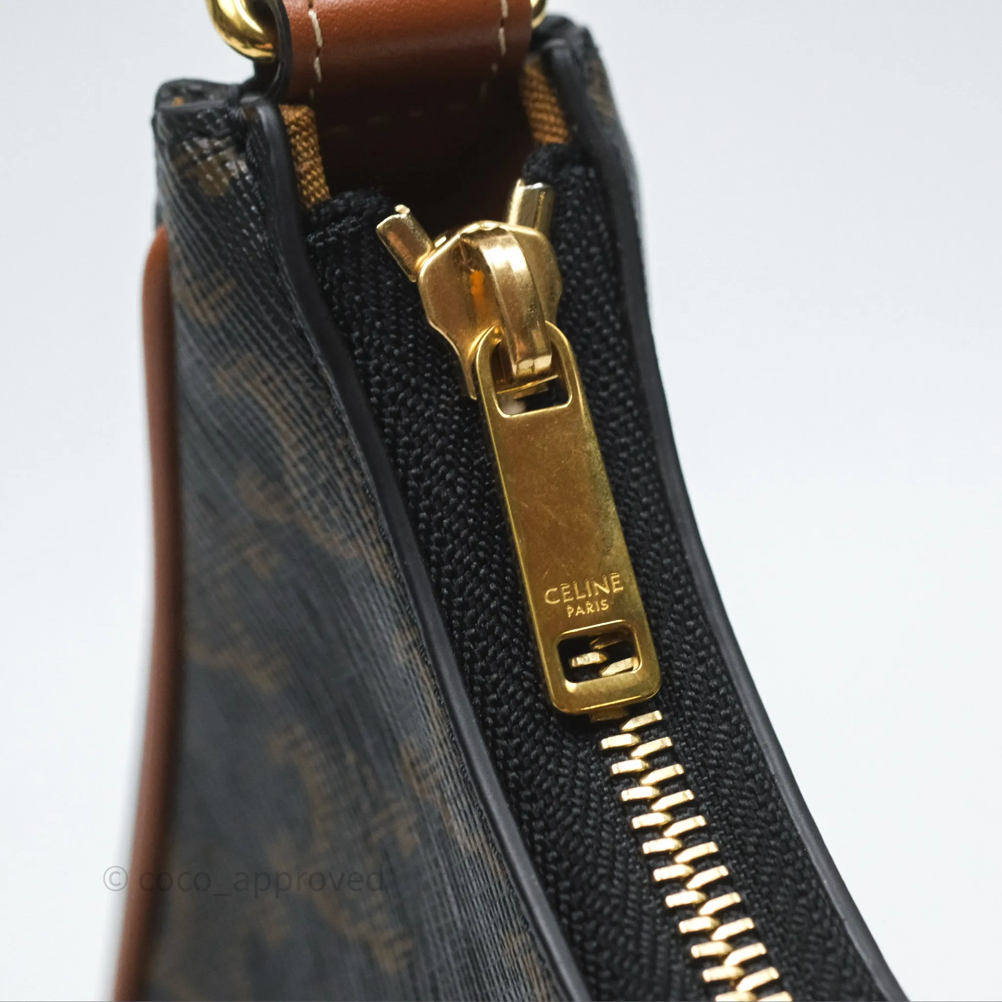 Celine Ava Bag In Triomphe Canvas Calfskin Tan