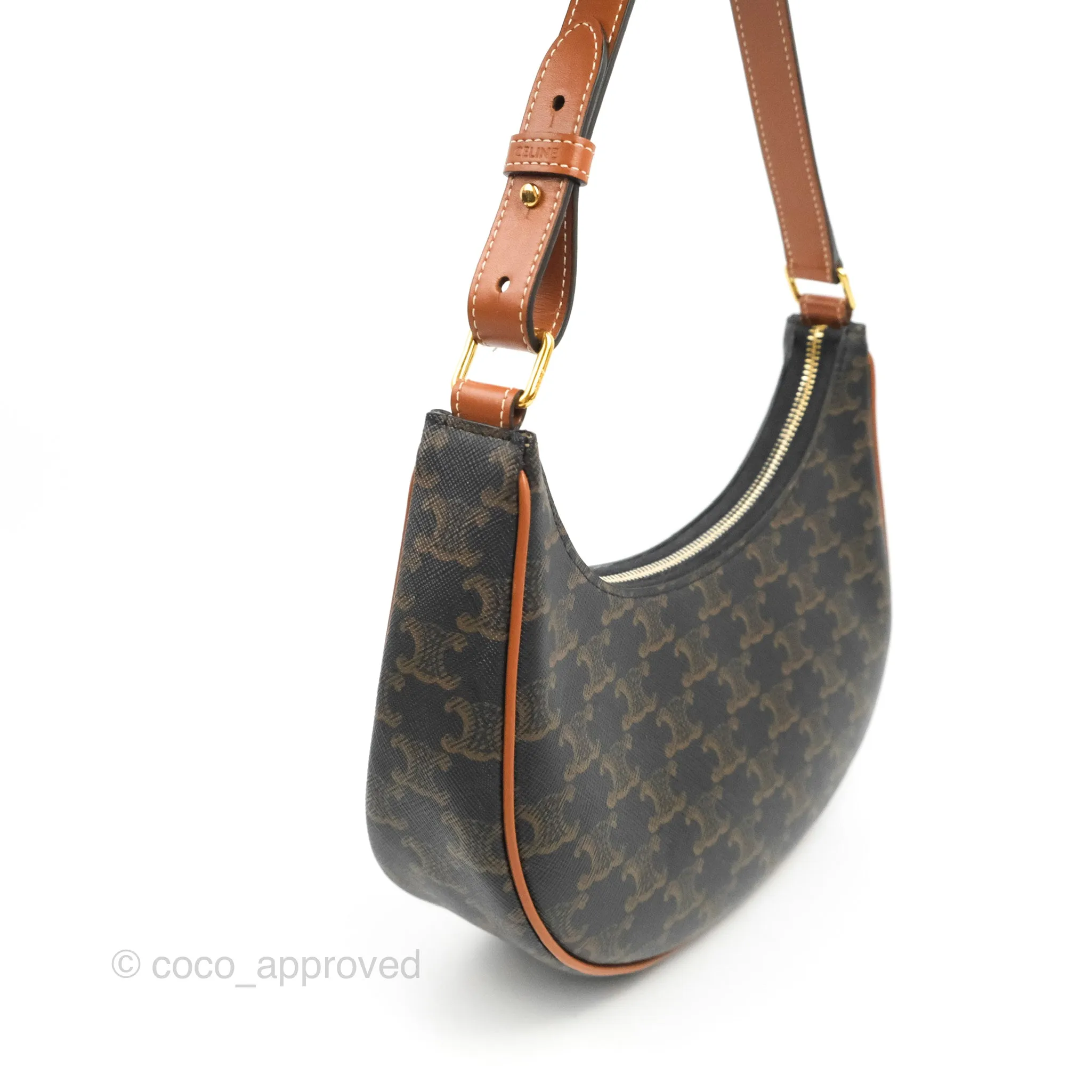Celine Ava Bag In Triomphe Canvas Calfskin Tan