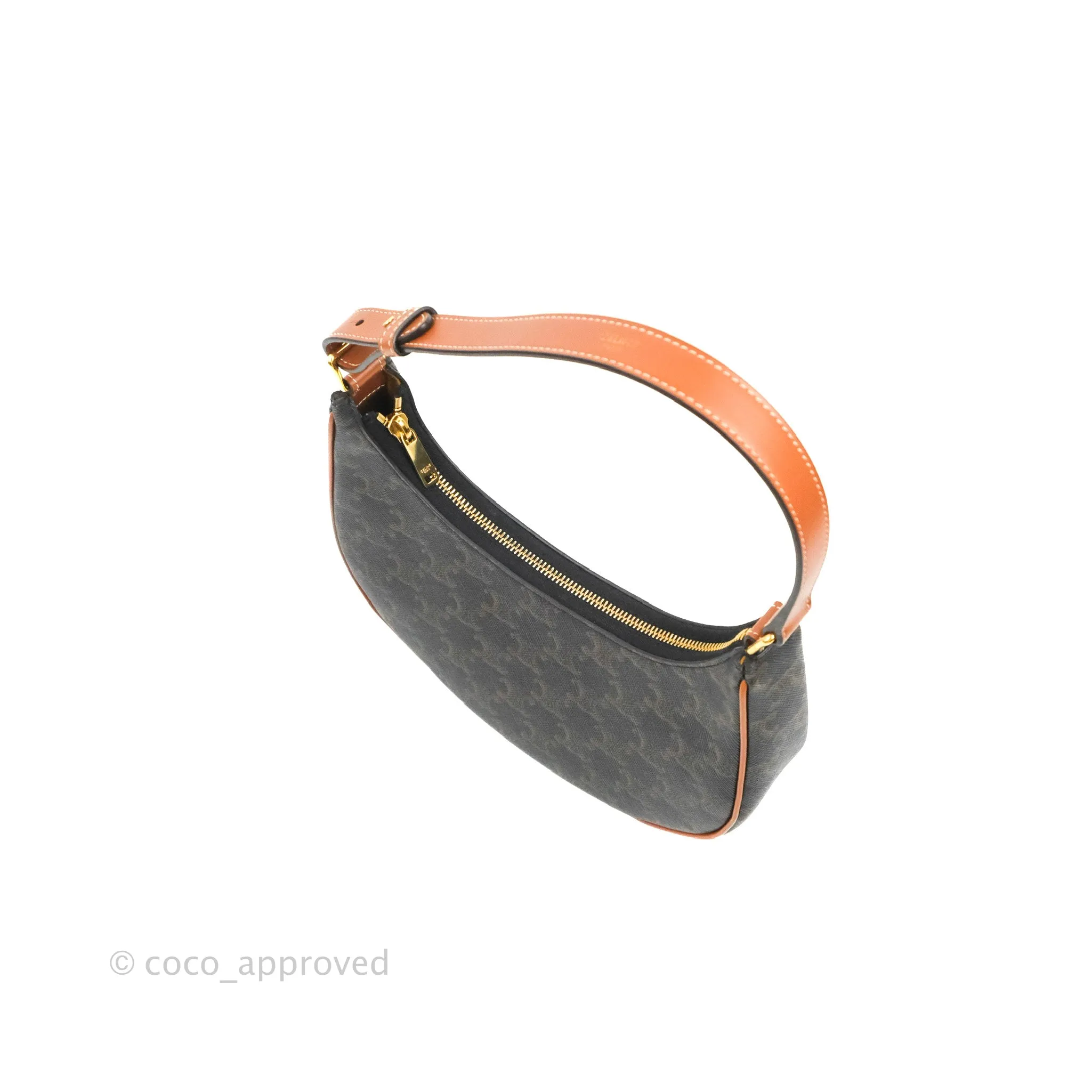 Celine Ava Bag In Triomphe Canvas Calfskin Tan