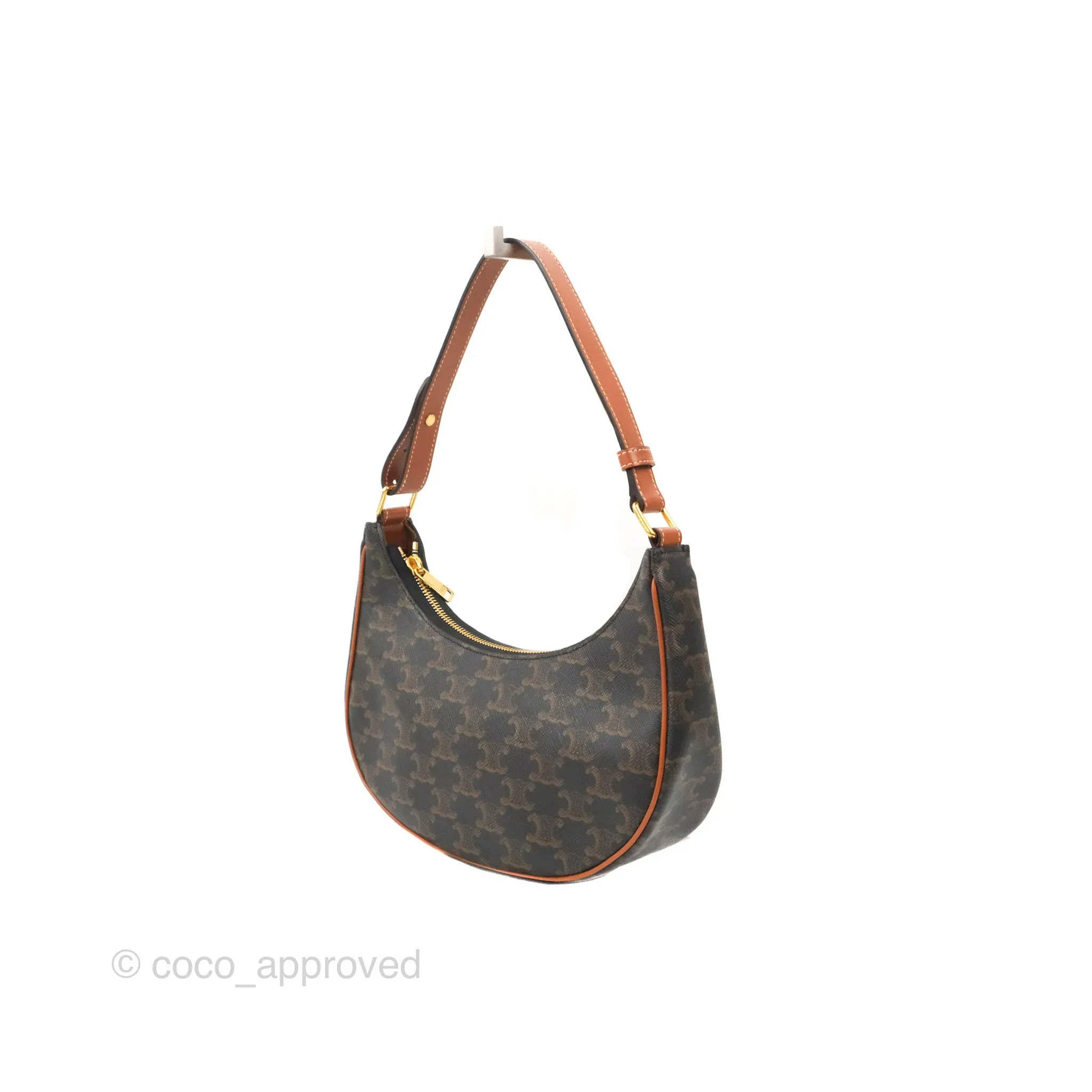 Celine Ava Bag In Triomphe Canvas Calfskin Tan