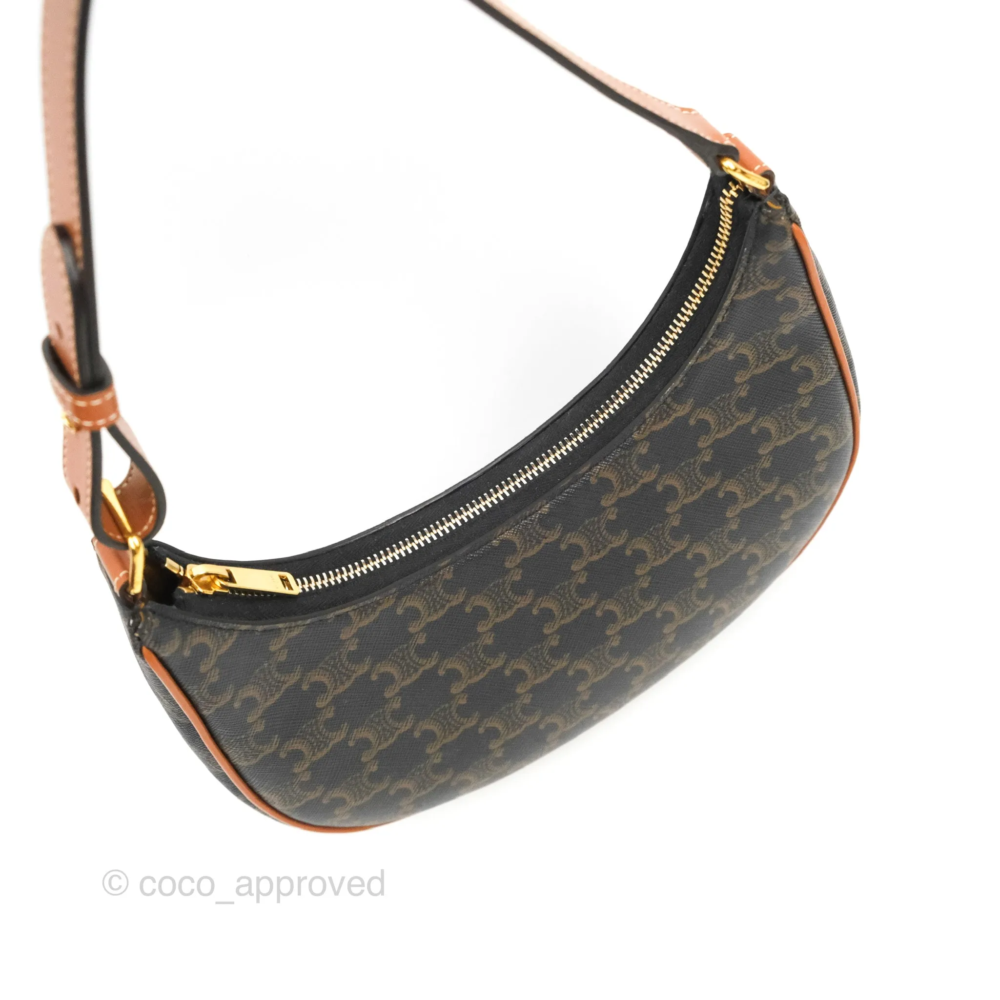 Celine Ava Bag In Triomphe Canvas Calfskin Tan