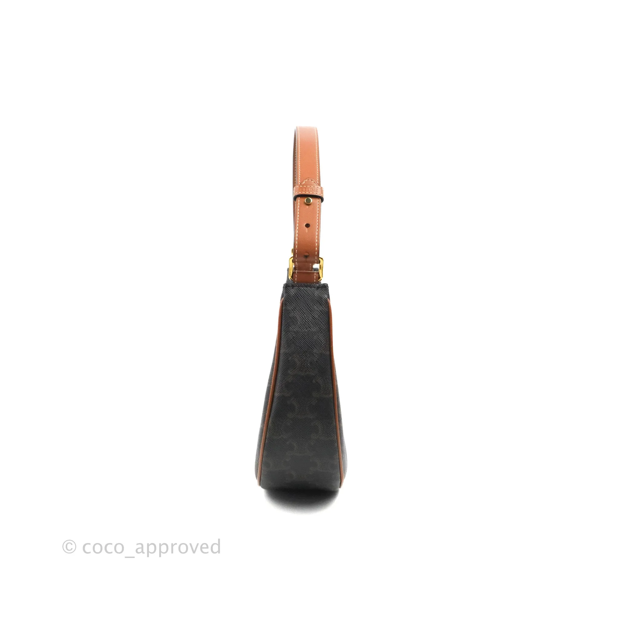 Celine Ava Bag In Triomphe Canvas Calfskin Tan