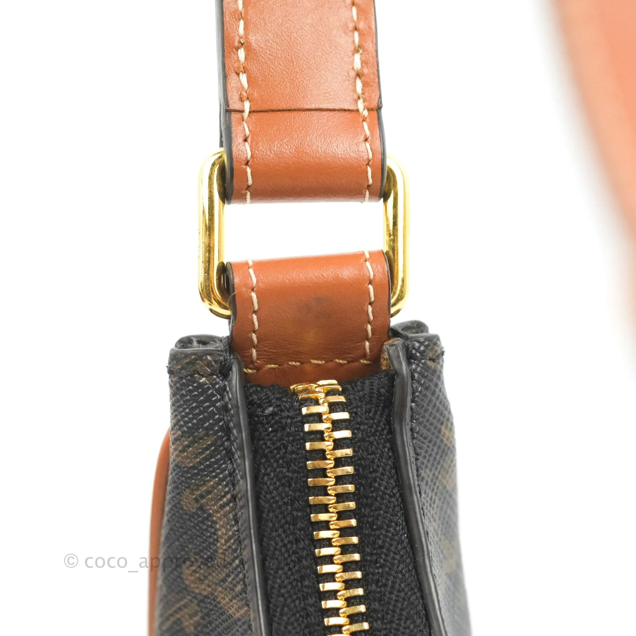 Celine Ava Bag In Triomphe Canvas Calfskin Tan