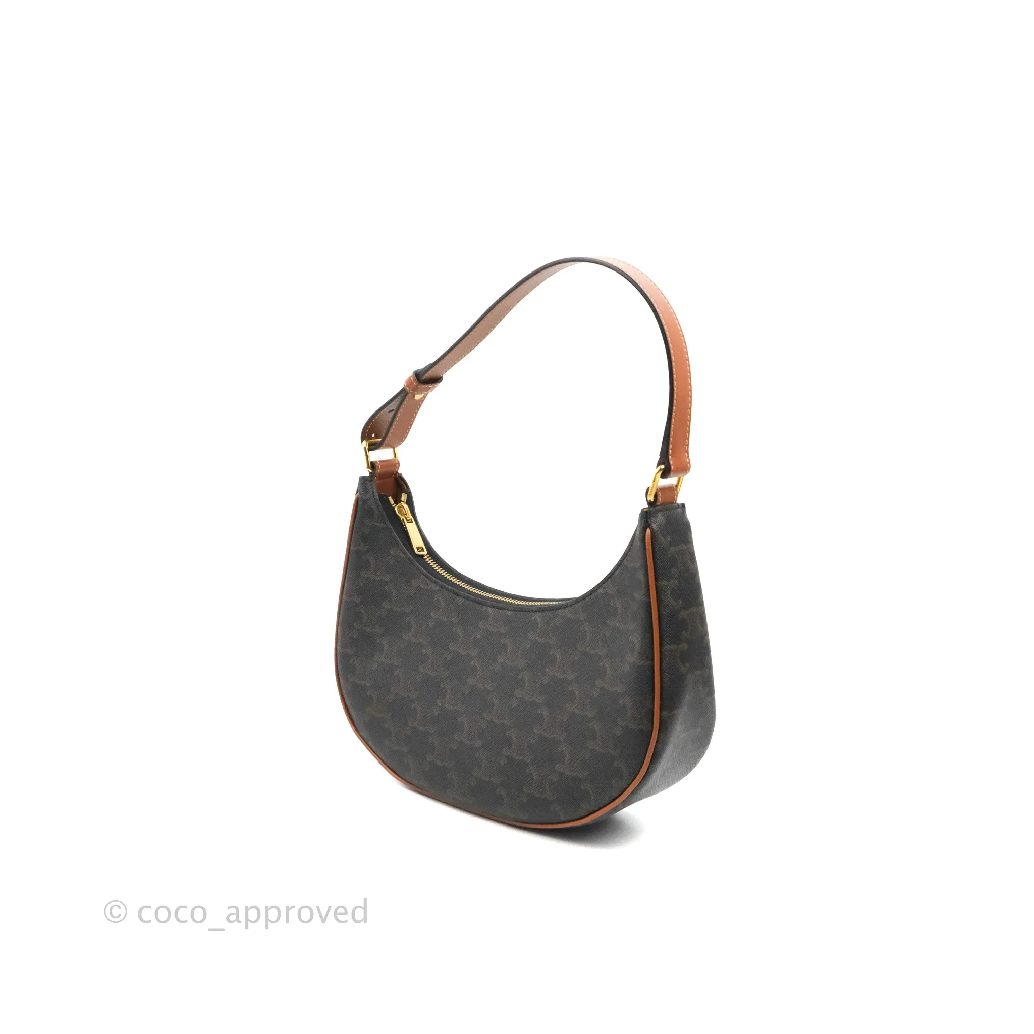 Celine Ava Bag In Triomphe Canvas Calfskin Tan