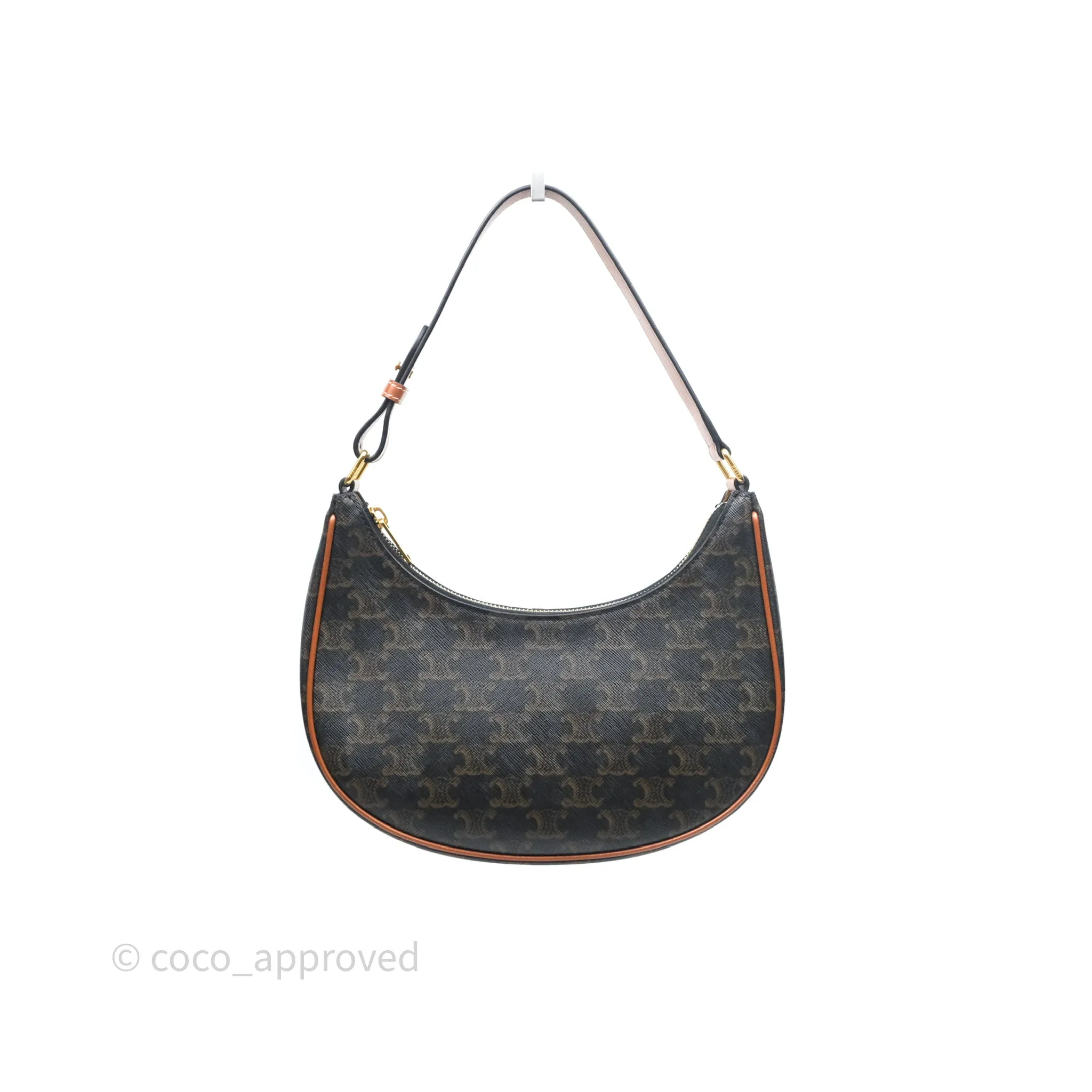 Celine Ava Bag In Triomphe Canvas Calfskin Tan