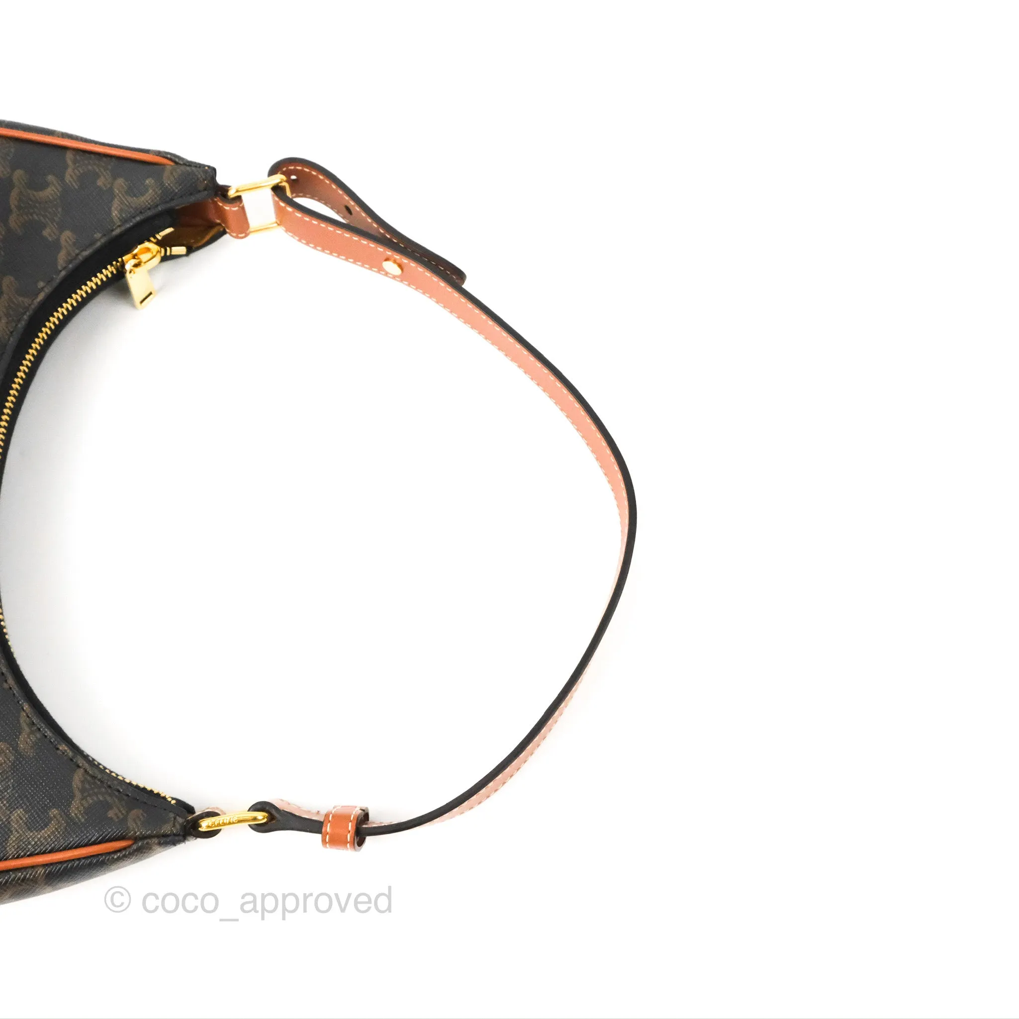 Celine Ava Bag In Triomphe Canvas Calfskin Tan