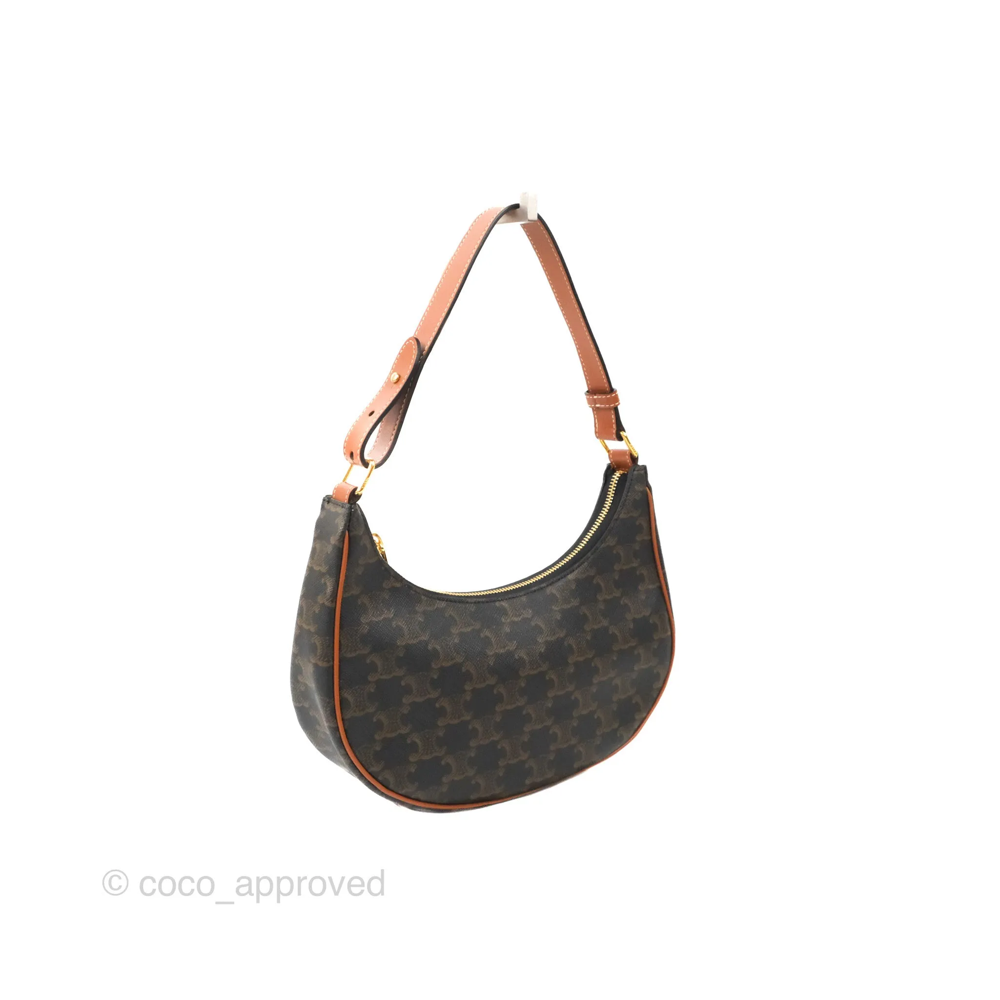 Celine Ava Bag In Triomphe Canvas Calfskin Tan