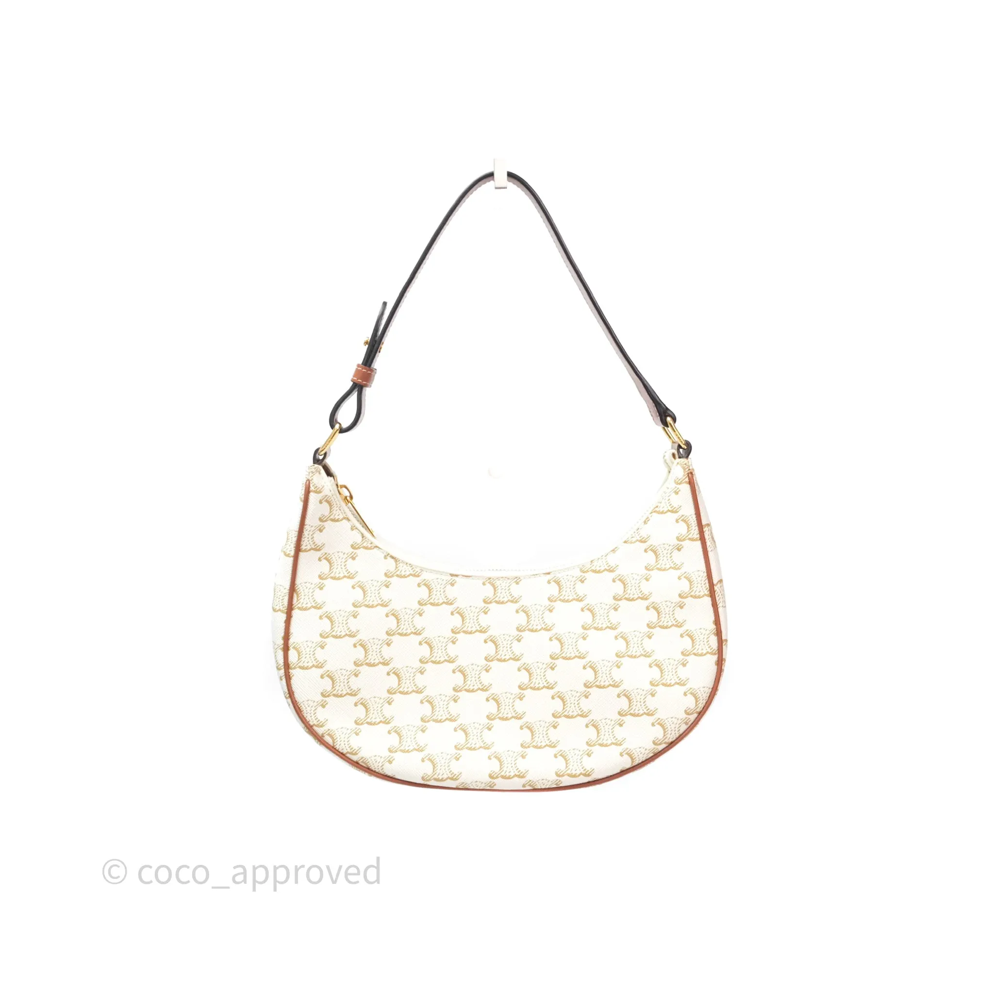 Celine Ava Bag In Triomphe Canvas Calfskin White