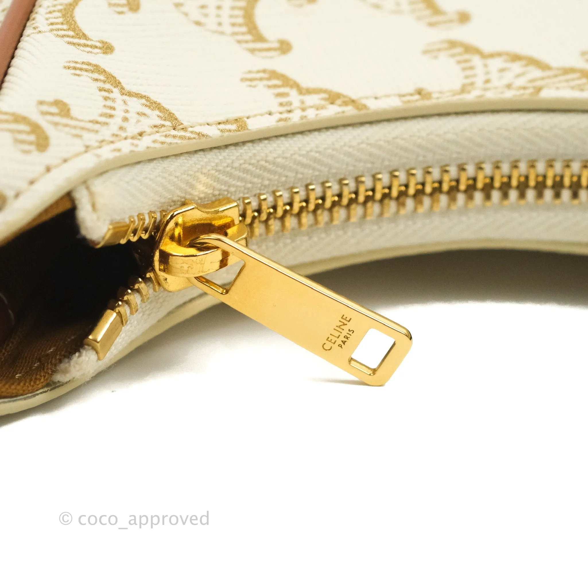 Celine Ava Bag In Triomphe Canvas Calfskin White