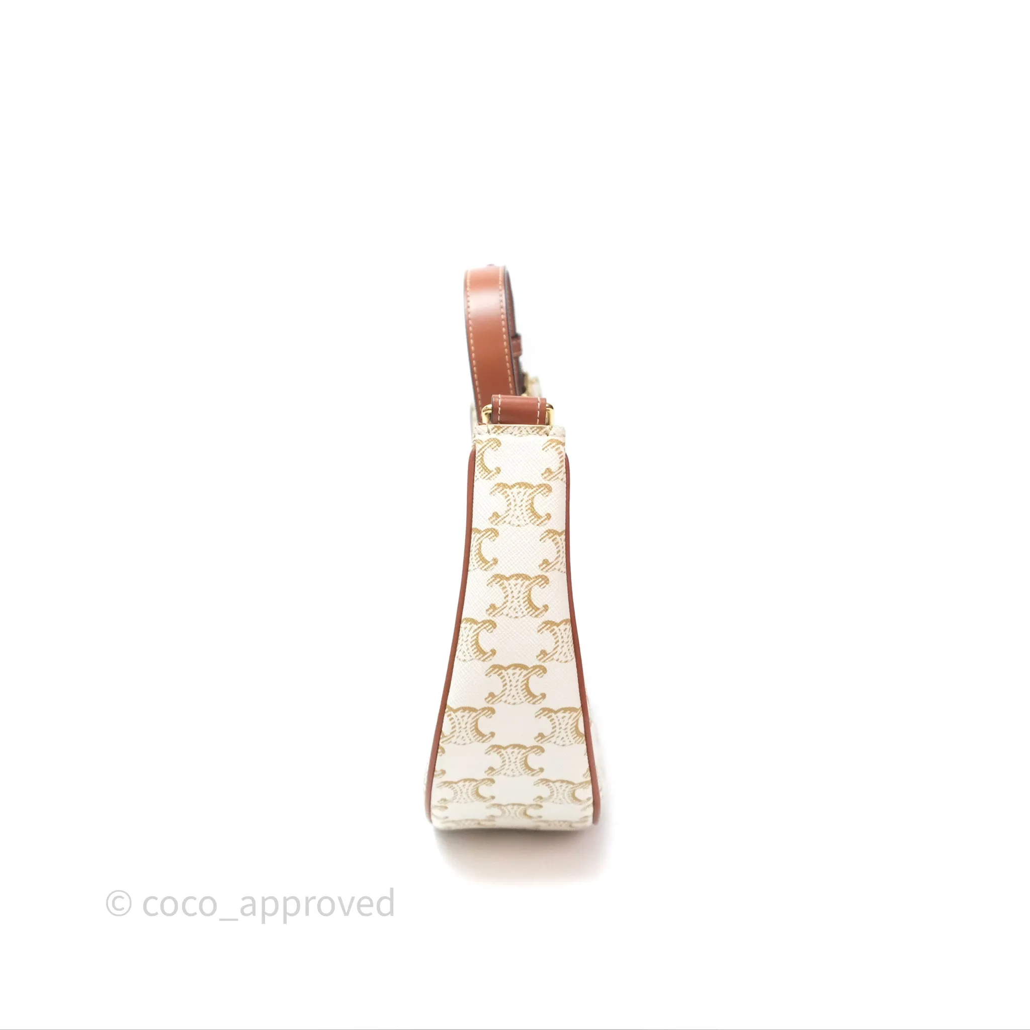 Celine Ava Bag In Triomphe Canvas Calfskin White